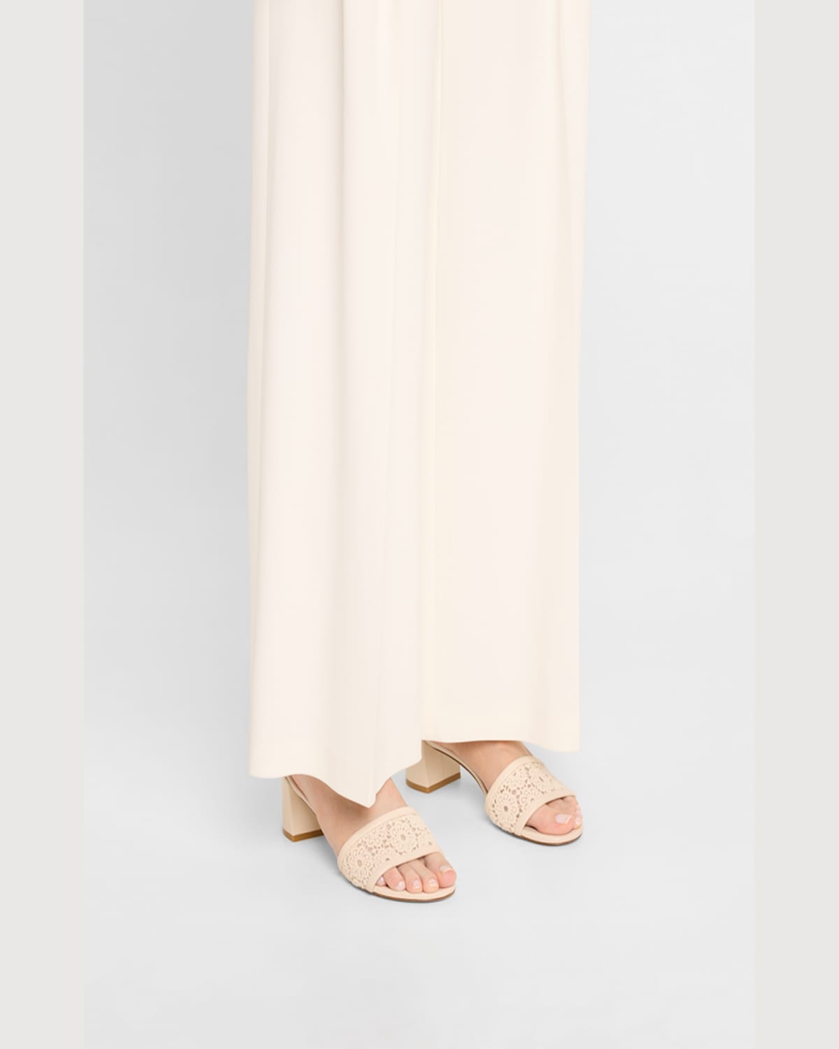 Stuart Weitzman Fia Cotton Block-heel Slide Sandals In Linen