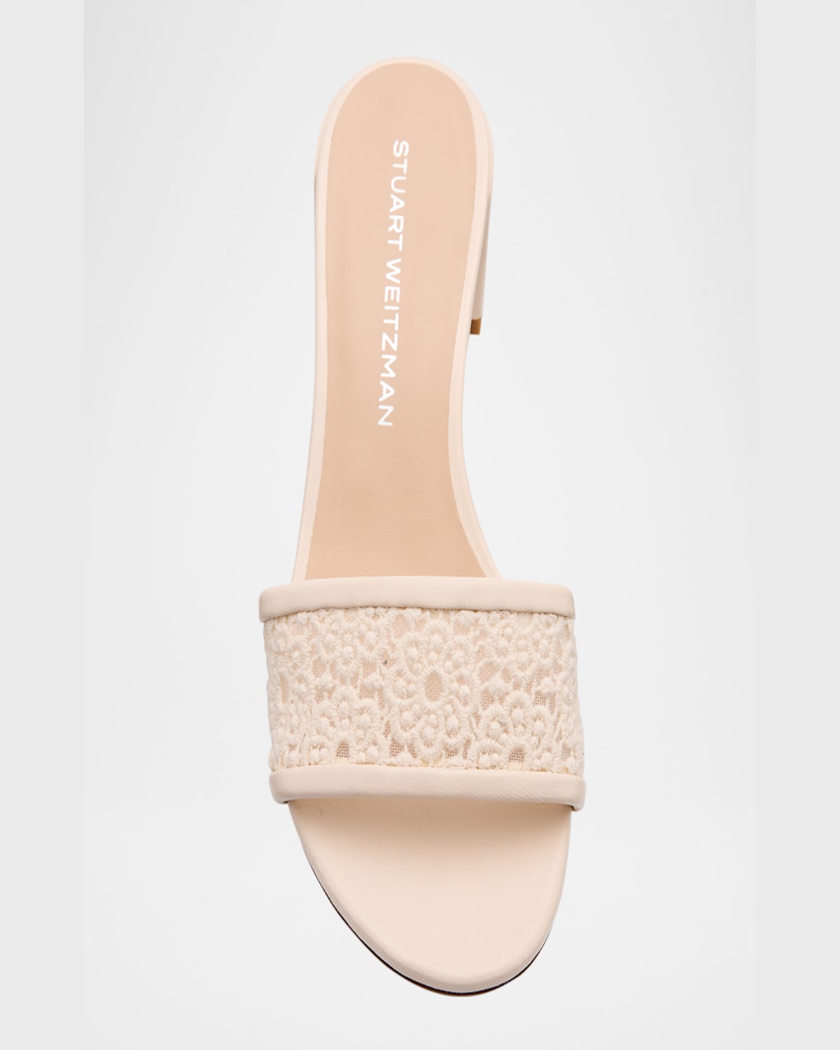 Stuart Weitzman Fia Cotton Block-heel Slide Sandals In Linen