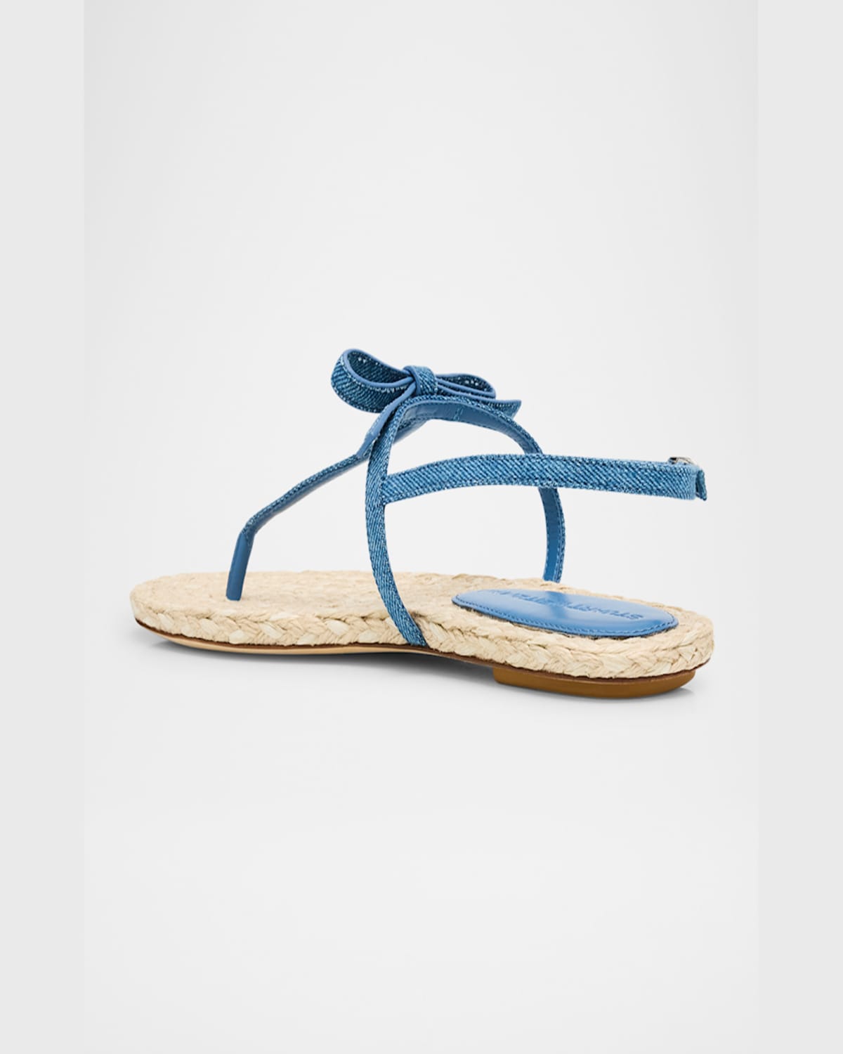Stuart Weitzman Felicity Denim Bow T-strap Sandals In Washednatural
