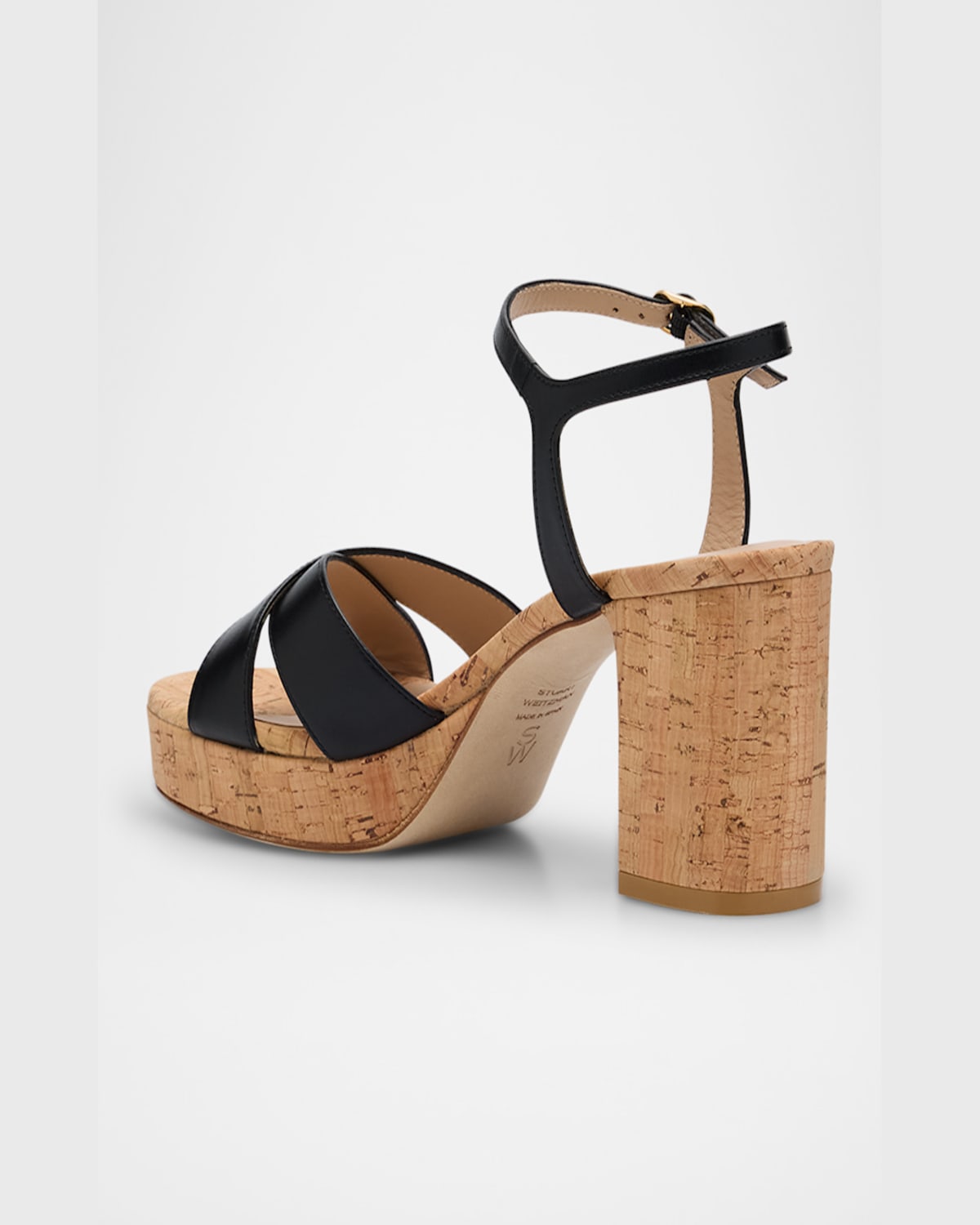 Stuart Weitzman Dayna Leather Crisscross Platform Sandals In Black