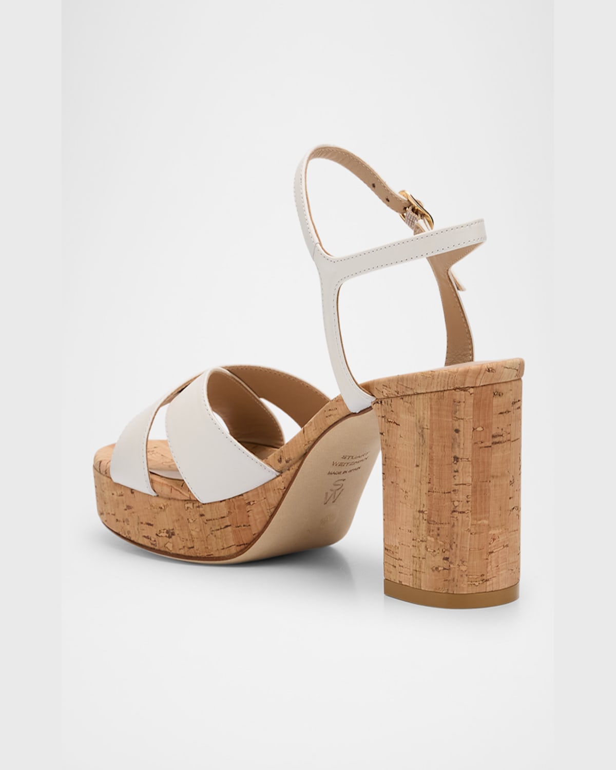 Shop Stuart Weitzman Dayna Leather Crisscross Platform Sandals In Cream