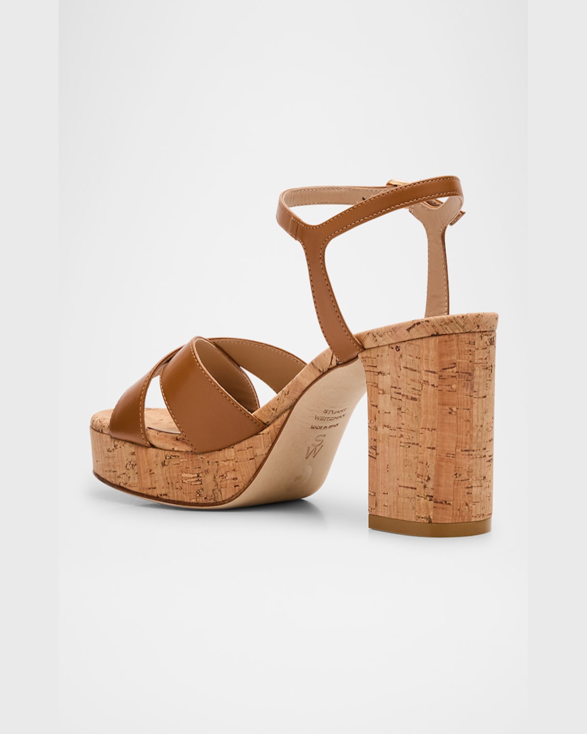 Stuart Weitzman Dayna Leather Crisscross Platform Sandals In Macchiato
