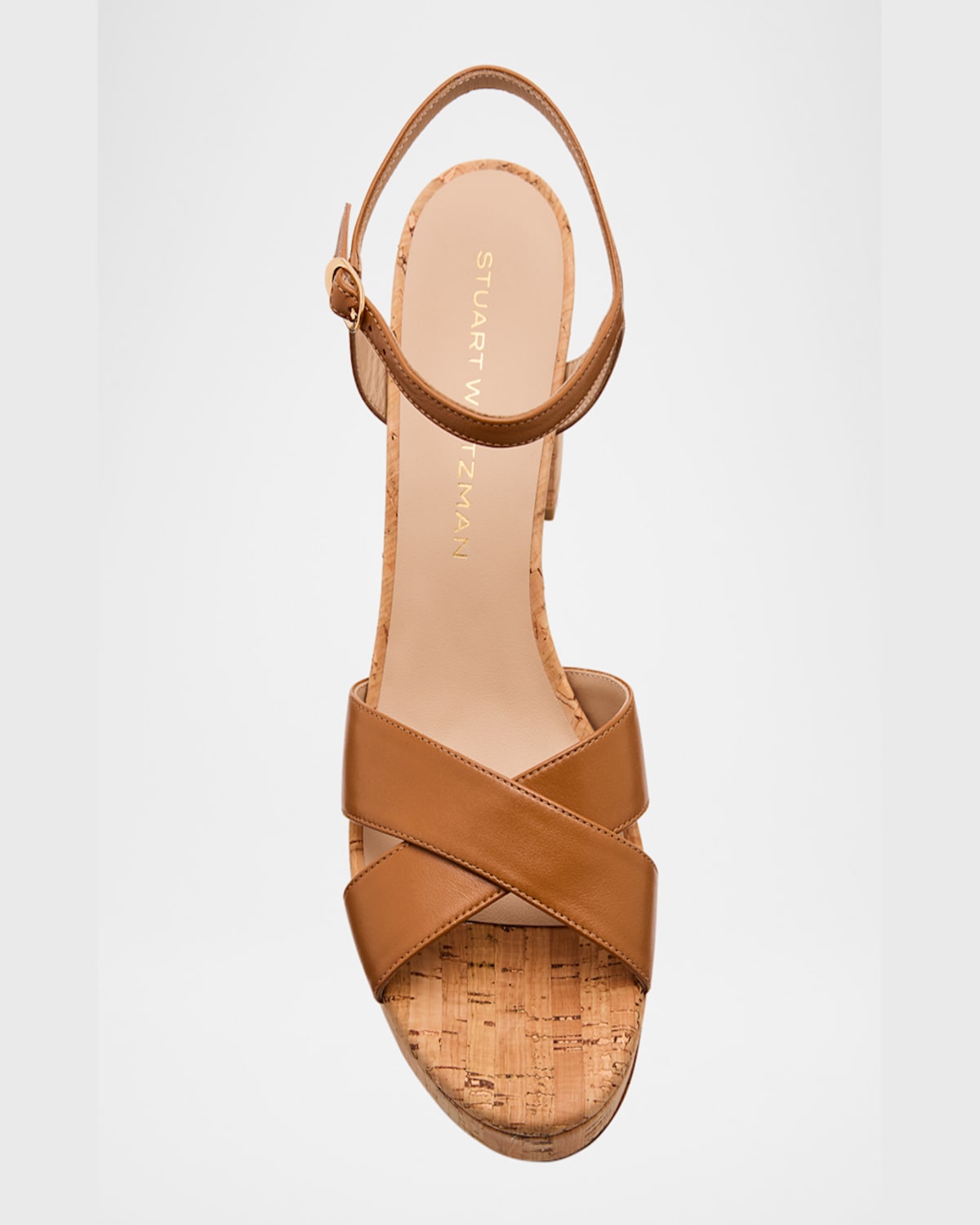 Stuart Weitzman Dayna Leather Crisscross Platform Sandals In Macchiato