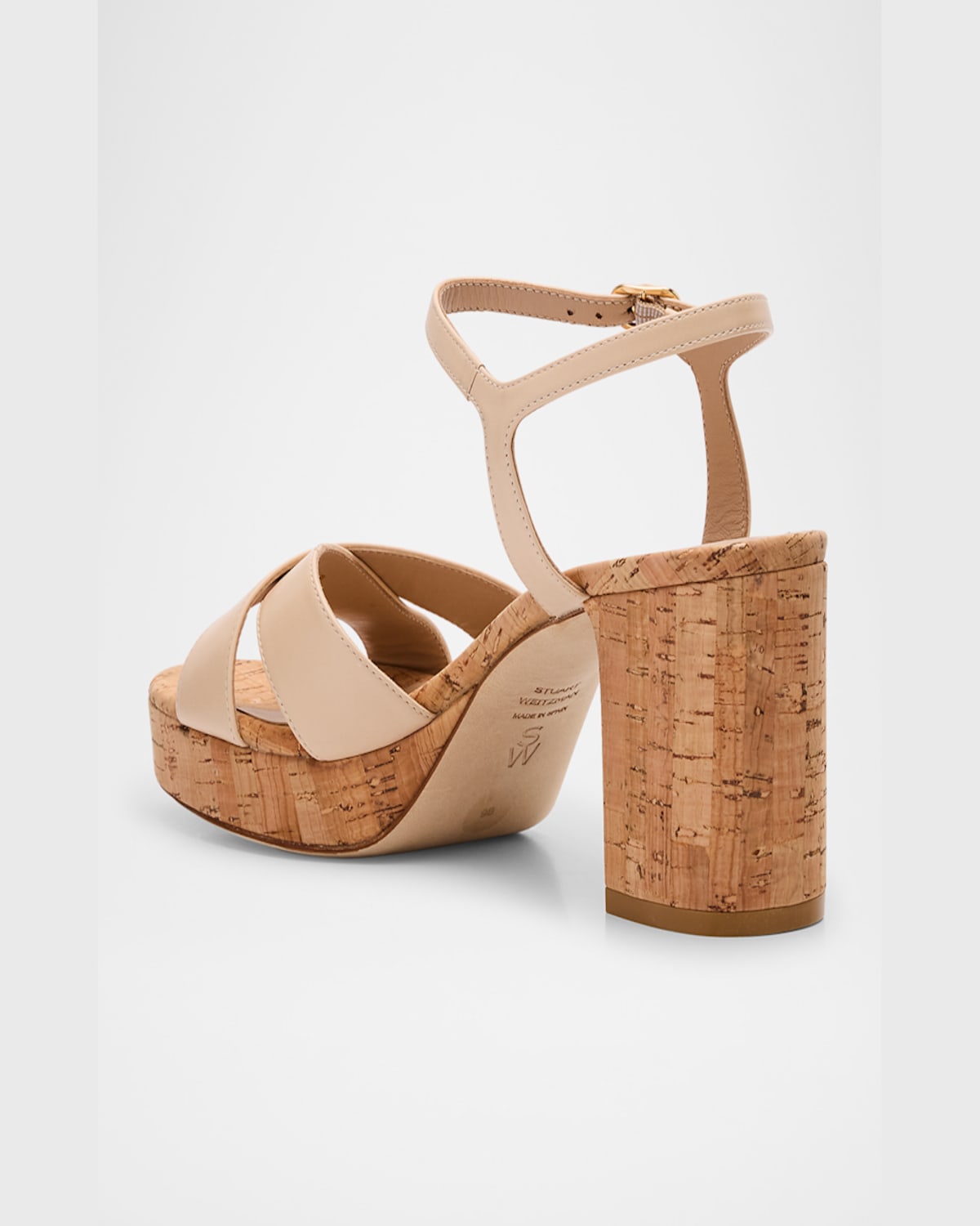 Stuart Weitzman Dayna Leather Crisscross Platform Sandals In Barely Beige
