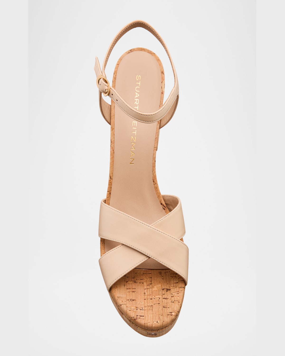 Stuart Weitzman Dayna Leather Crisscross Platform Sandals In Barely Beige
