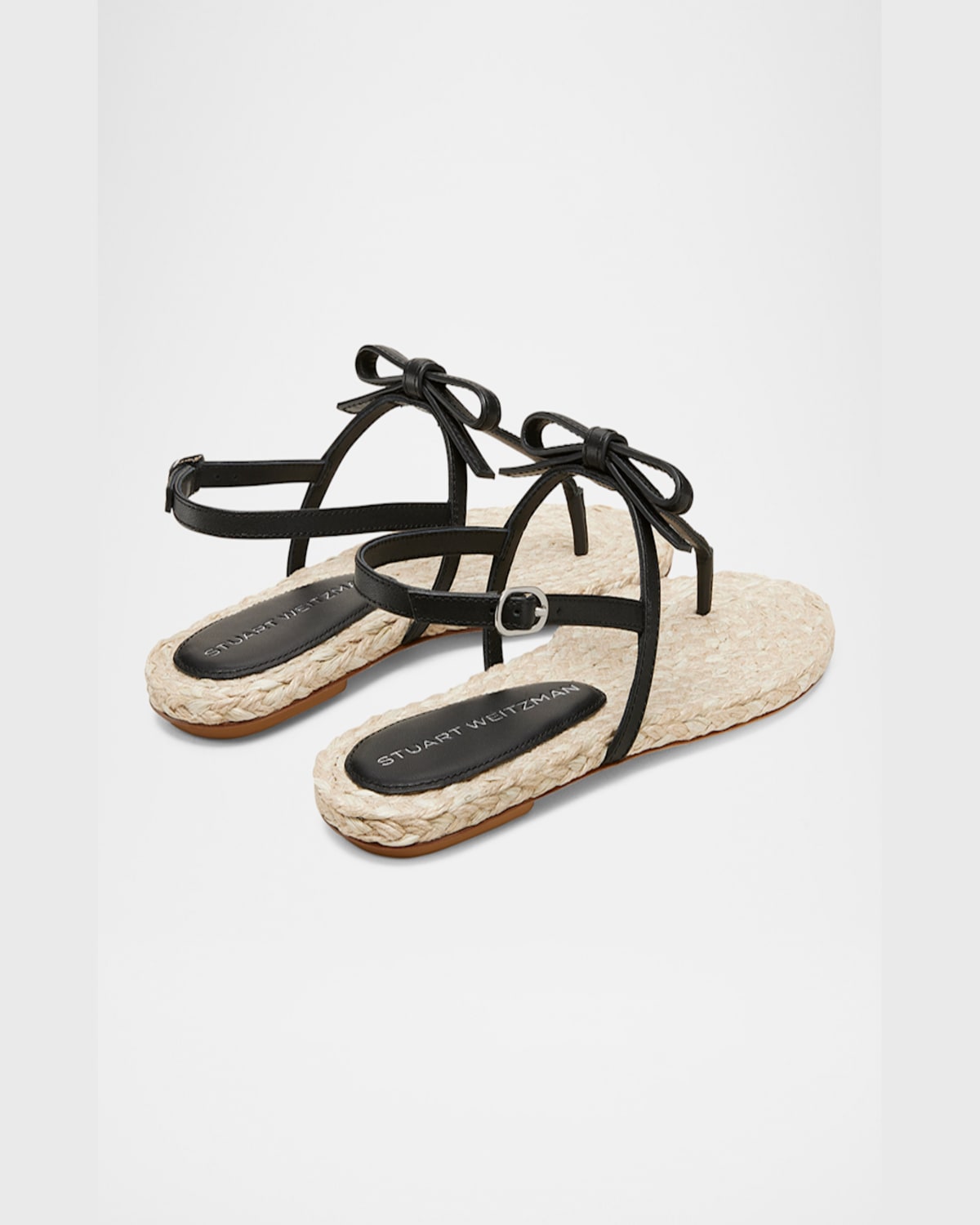 Stuart Weitzman Felicity Leather Bow Espadrille Sandals