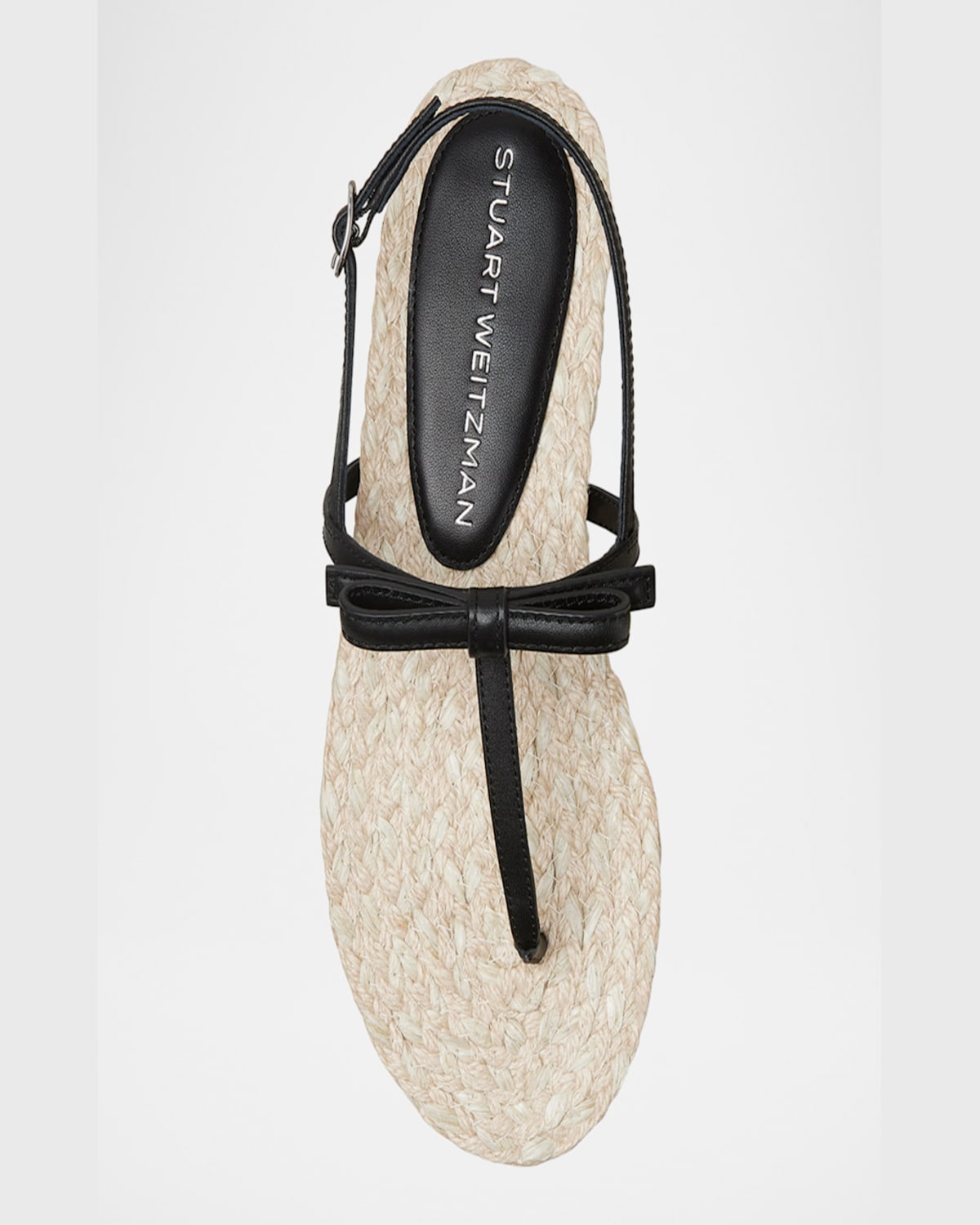 Stuart Weitzman Felicity Leather Bow Espadrille Sandals