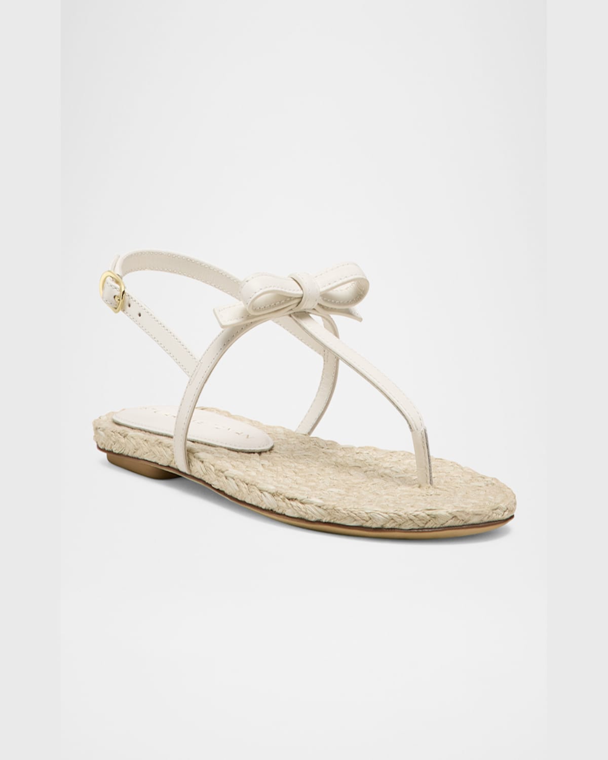 Stuart Weitzman Felicity Leather Bow Espadrille Sandals