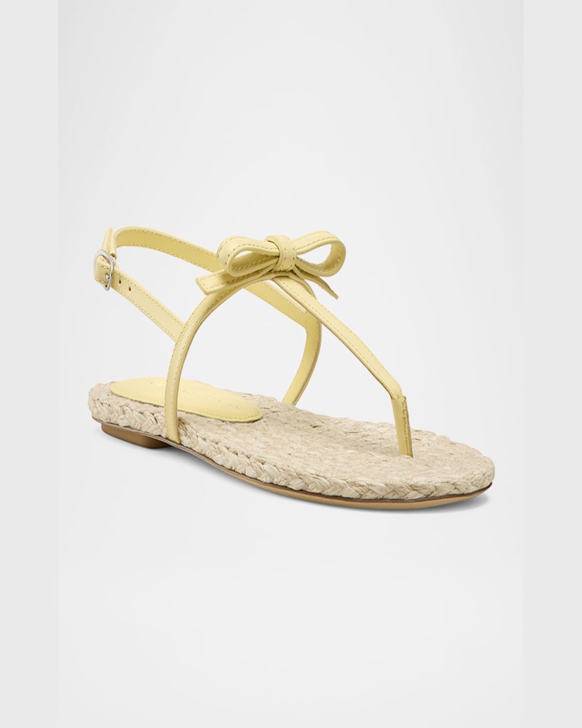 Stuart Weitzman Felicity Leather Bow Espadrille Sandals