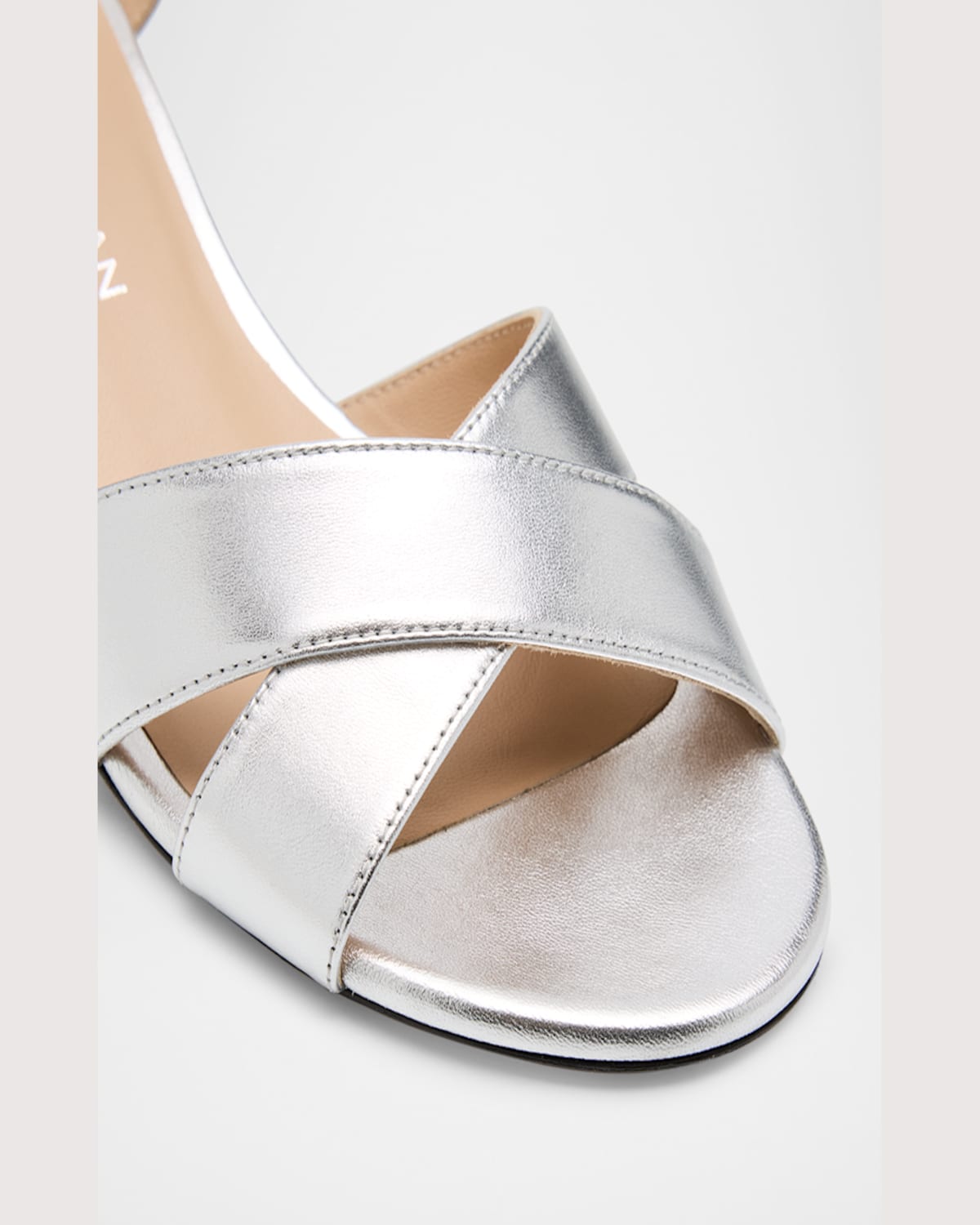 STUART WEITZMAN DAYNA METALLIC LEATHER CRISSCROSS SANDALS 
