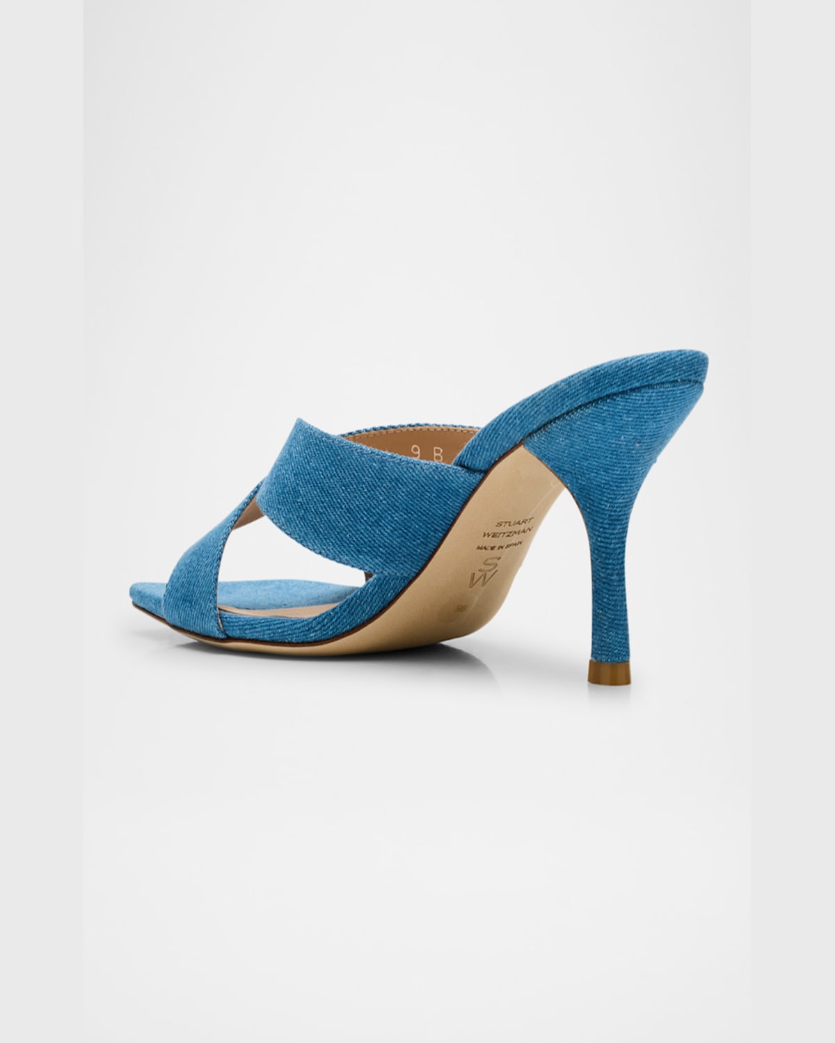 Stuart Weitzman Dayna Denim Crisscross Slide Sandals In Washed