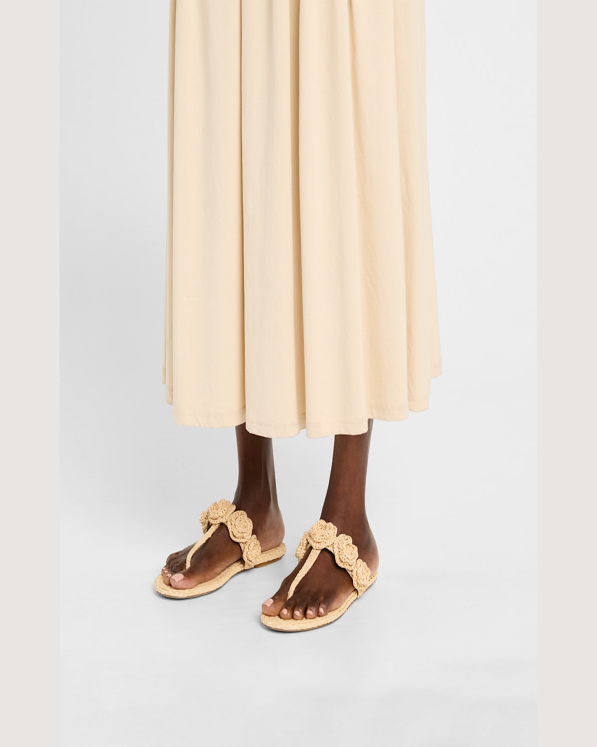 Stuart Weitzman Floral Braided Open Toe Flat Sandals In Natural