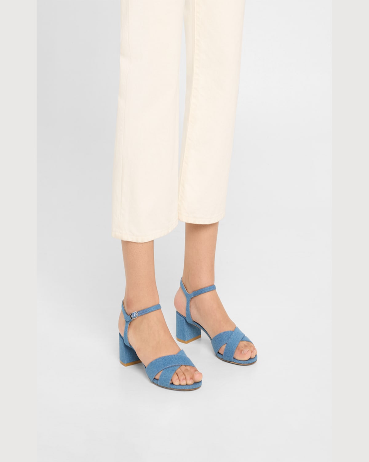 STUART WEITZMAN DAYNA DENIM CRISSCROSS SANDALS 