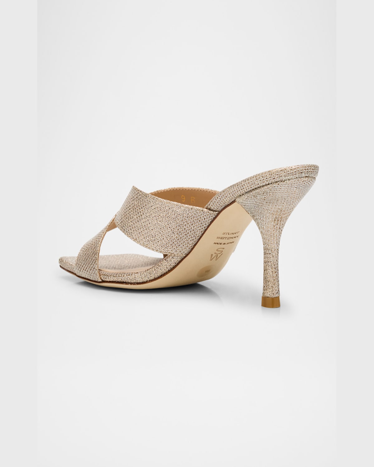 Stuart Weitzman Dayna Metallic Crisscross Slide Sandals In Poudre