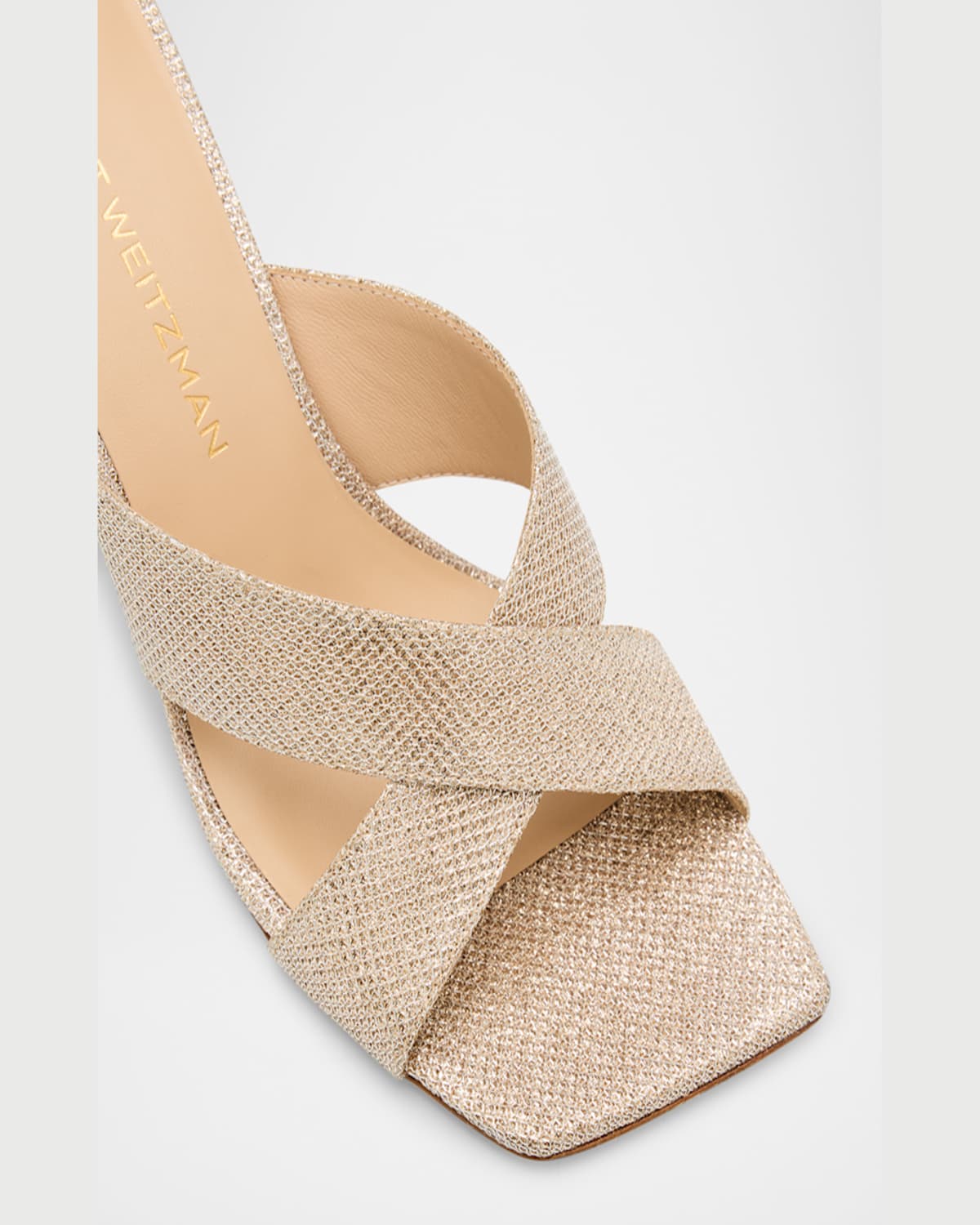 Stuart Weitzman Dayna Metallic Crisscross Slide Sandals In Poudre