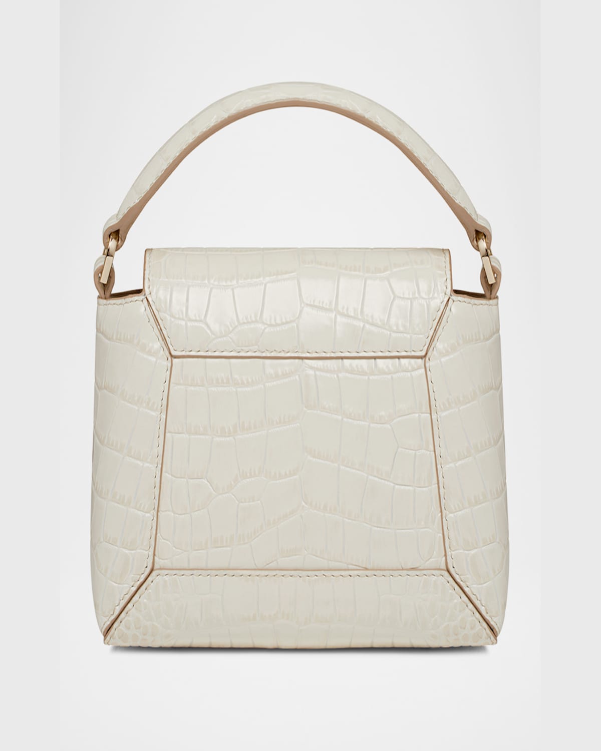 Strathberry Mosaic Nano Croc Leather Top-handle Bag In Vanilla