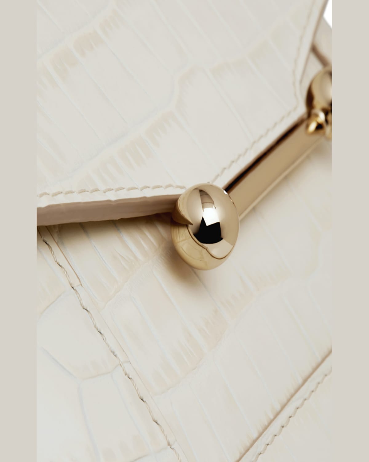 Strathberry Mosaic Nano Croc Leather Top-handle Bag In Vanilla