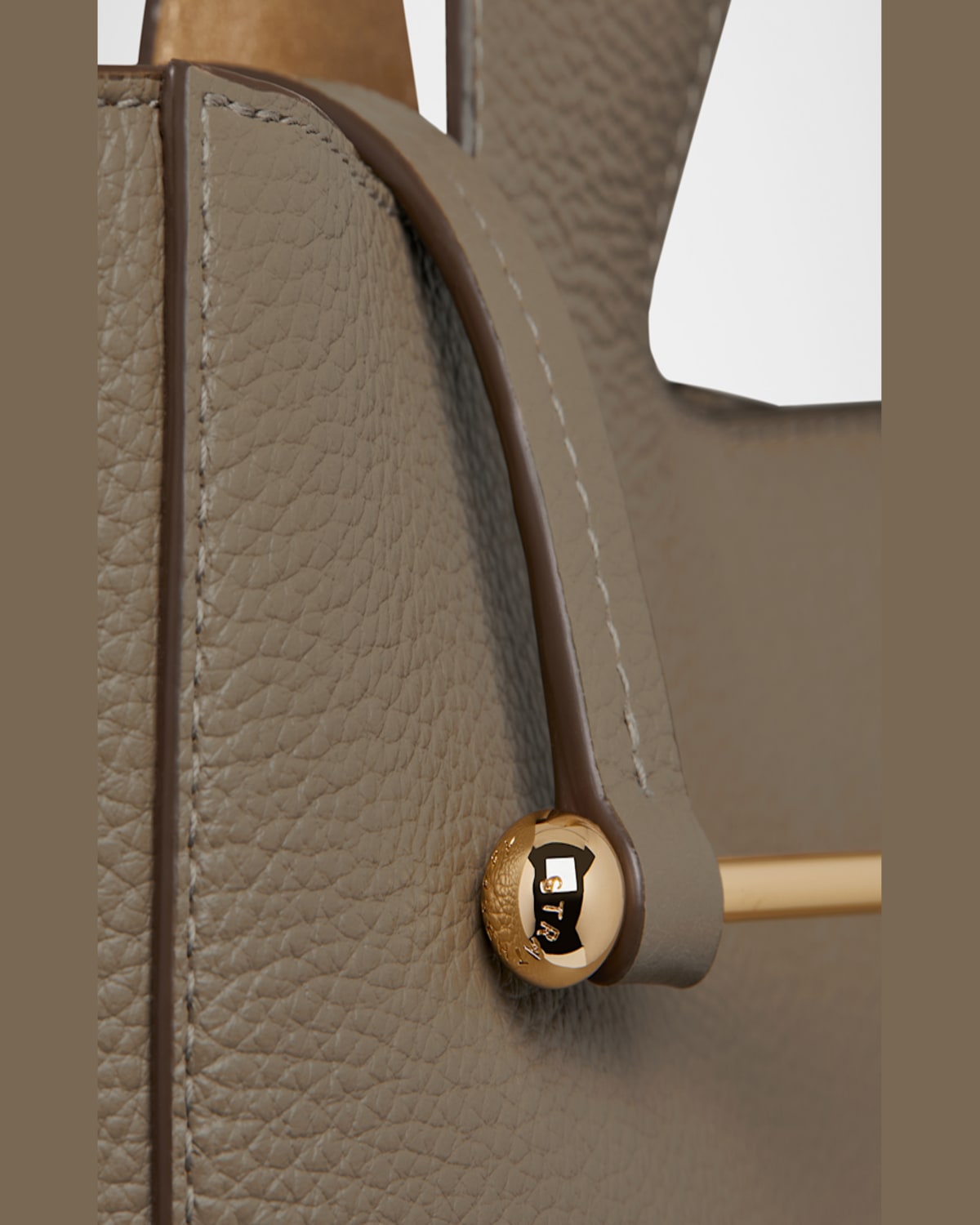 Strathberry Melody Grained Leather Tote Bag In Taupe