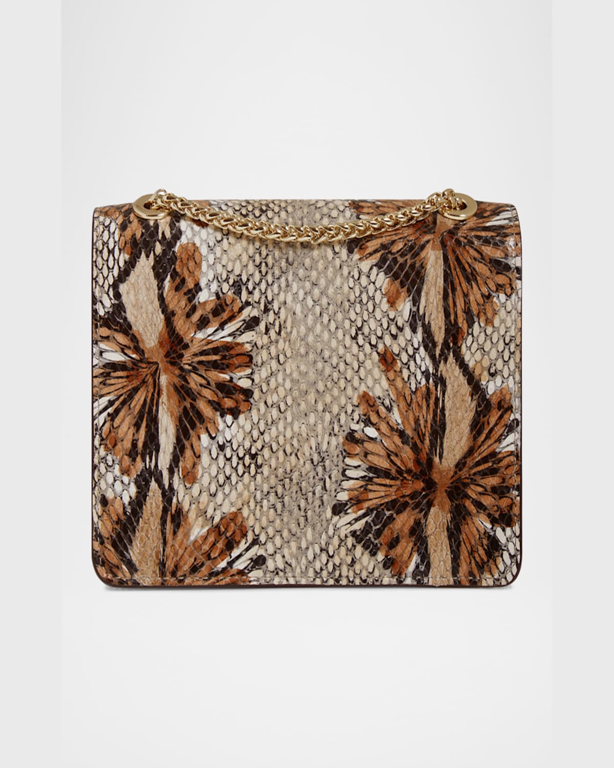 Strathberry East-west Mini Snake-embossed Leather Crossbody Bag In Floral Snake-effect Chocolate