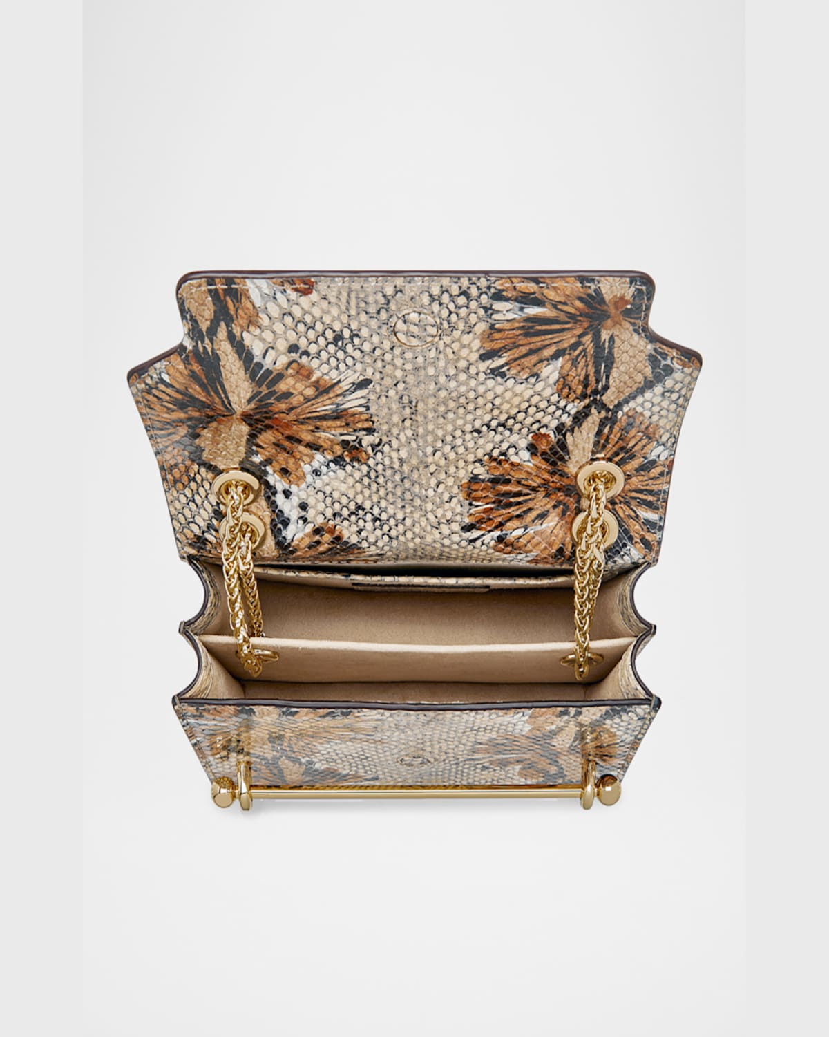 Strathberry East-west Mini Snake-embossed Leather Crossbody Bag In Floral Snake-effect Chocolate