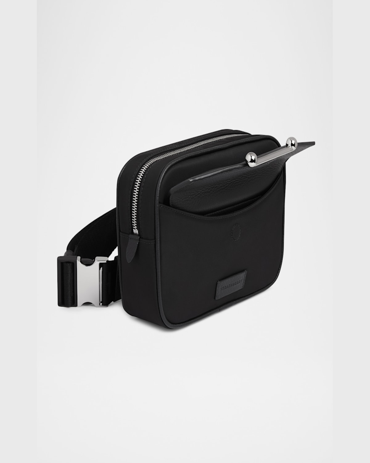 Strathberry Mosaic Nylon And Leather Belt Bag In Black