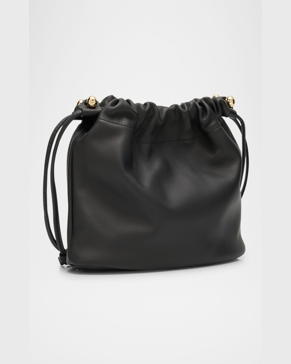 Strathberry Charlotte Drawstring Leather Clutch Bag In Black