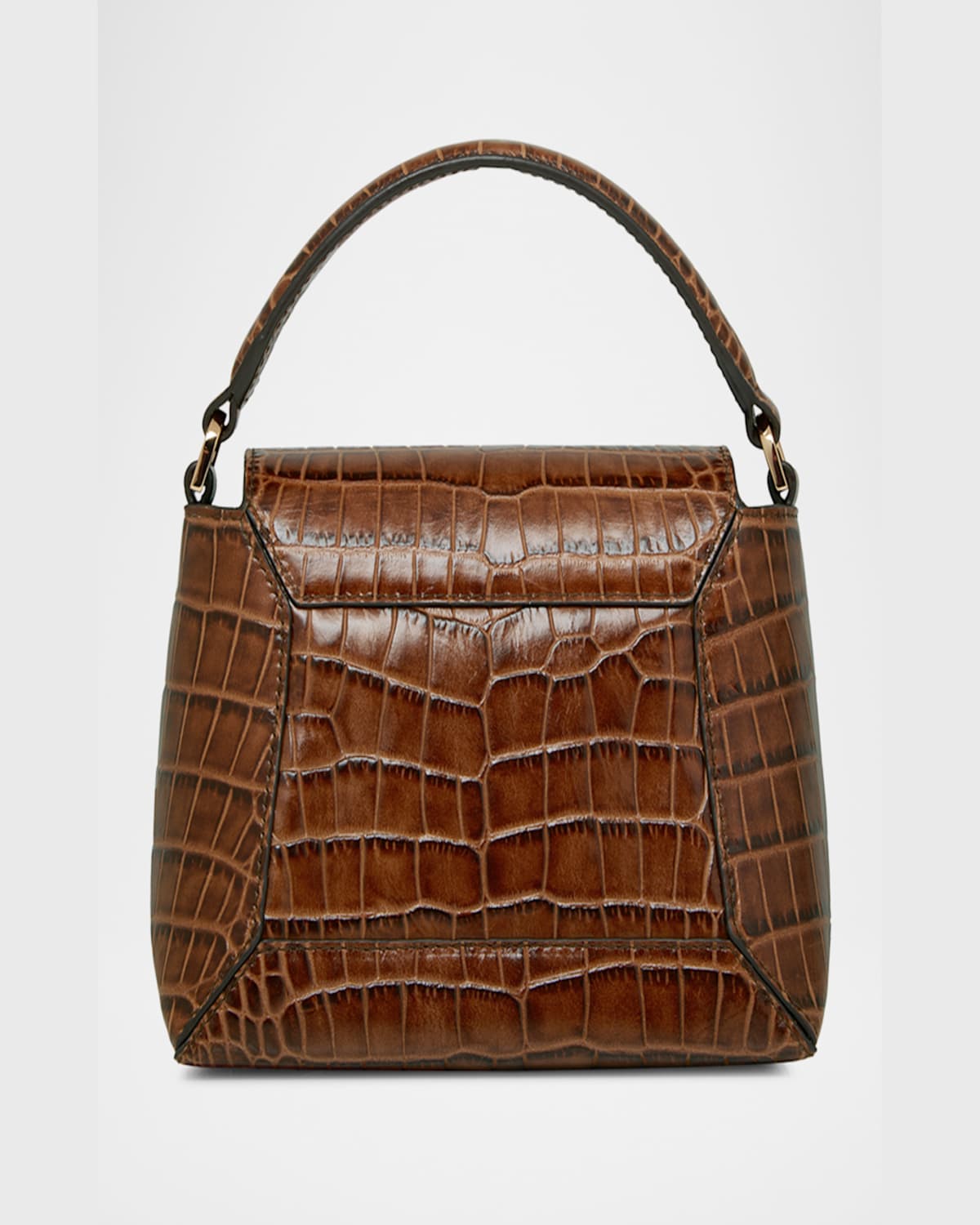 Strathberry Mosaic Nano Croc Leather Top-handle Bag In Walnut