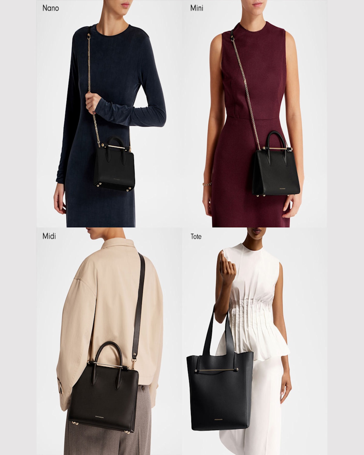 Strathberry Melody Grained Leather Tote Bag In Black