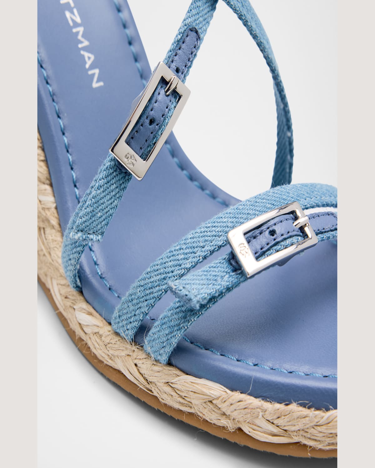 Stuart Weitzman Georgie Denim Strappy Espadrille Sandals In Washednatural