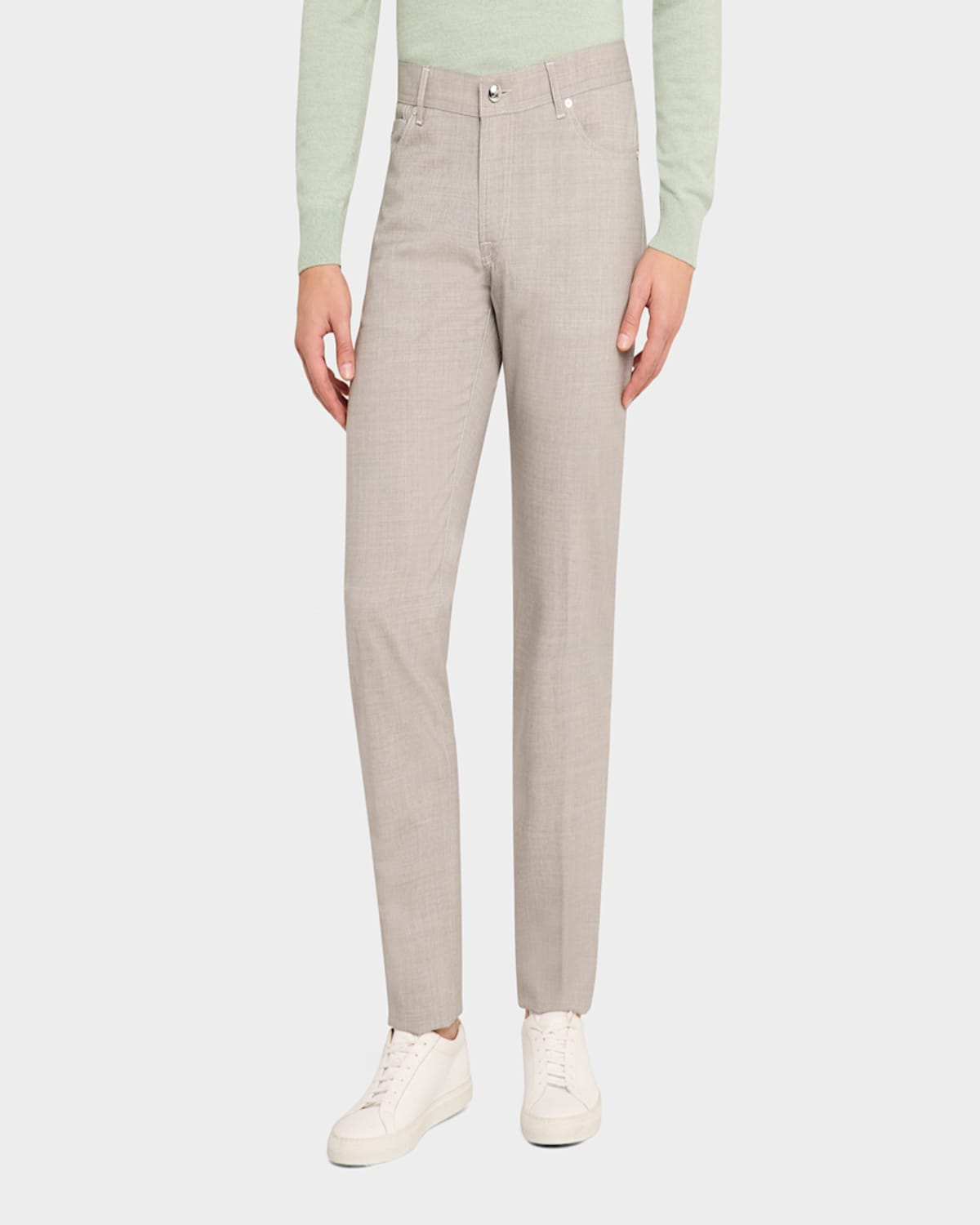 MARCO PESCAROLO MEN'S 130S TROPICAL WOOL 5-POCKET PANTS 