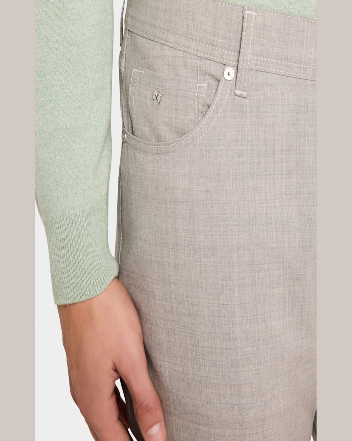 MARCO PESCAROLO MEN'S 130S TROPICAL WOOL 5-POCKET PANTS 