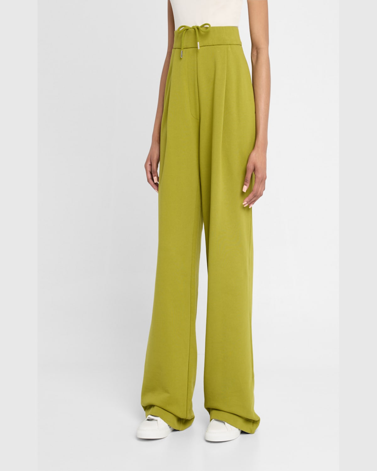 Dries Van Noten Hartia Bis Pleated Wide-leg Pull-on Pants In Peach