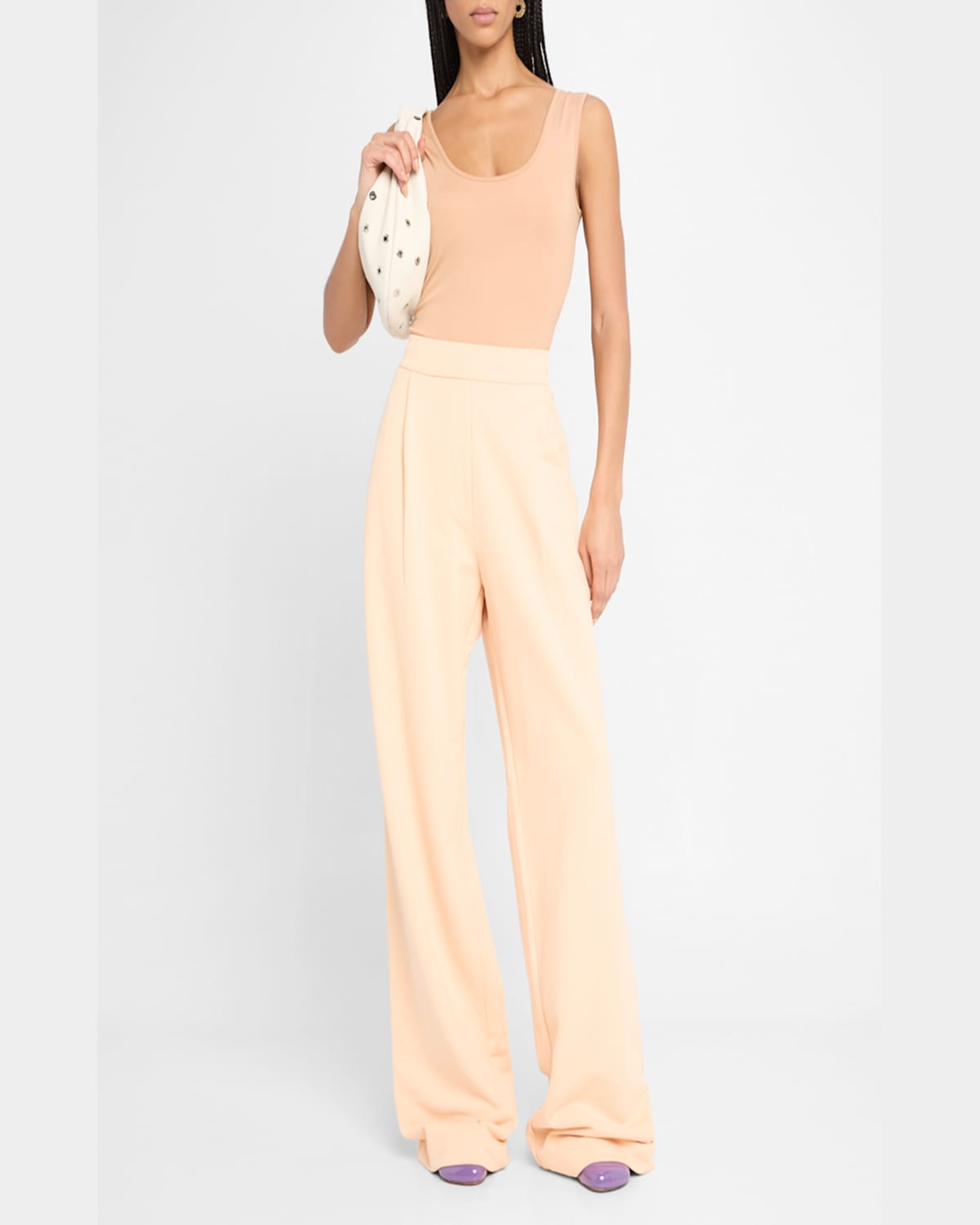 Dries Van Noten Hartia Bis Pleated Wide-leg Pull-on Pants In Peach