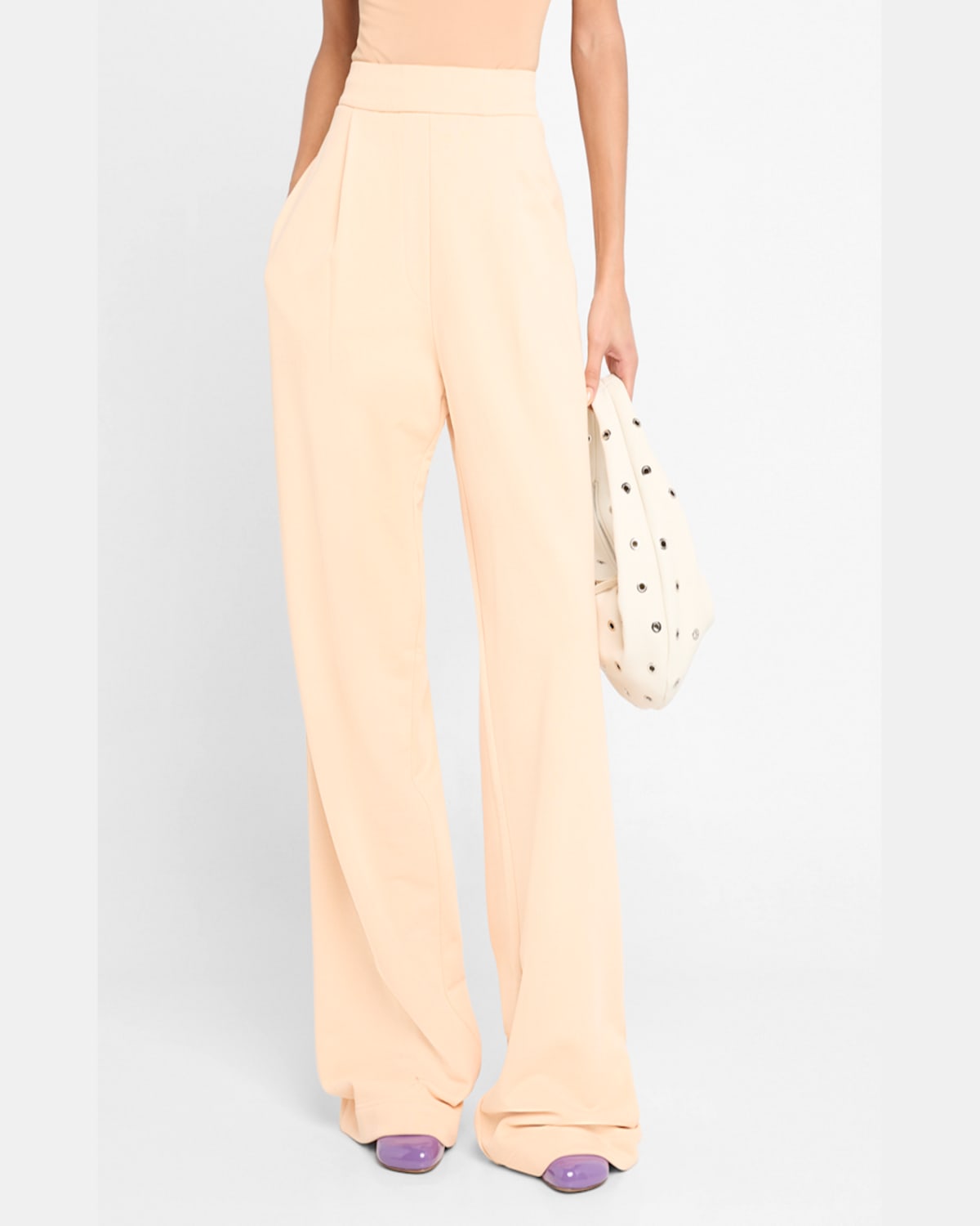 Dries Van Noten Hartia Bis Pleated Wide-leg Pull-on Pants In Peach