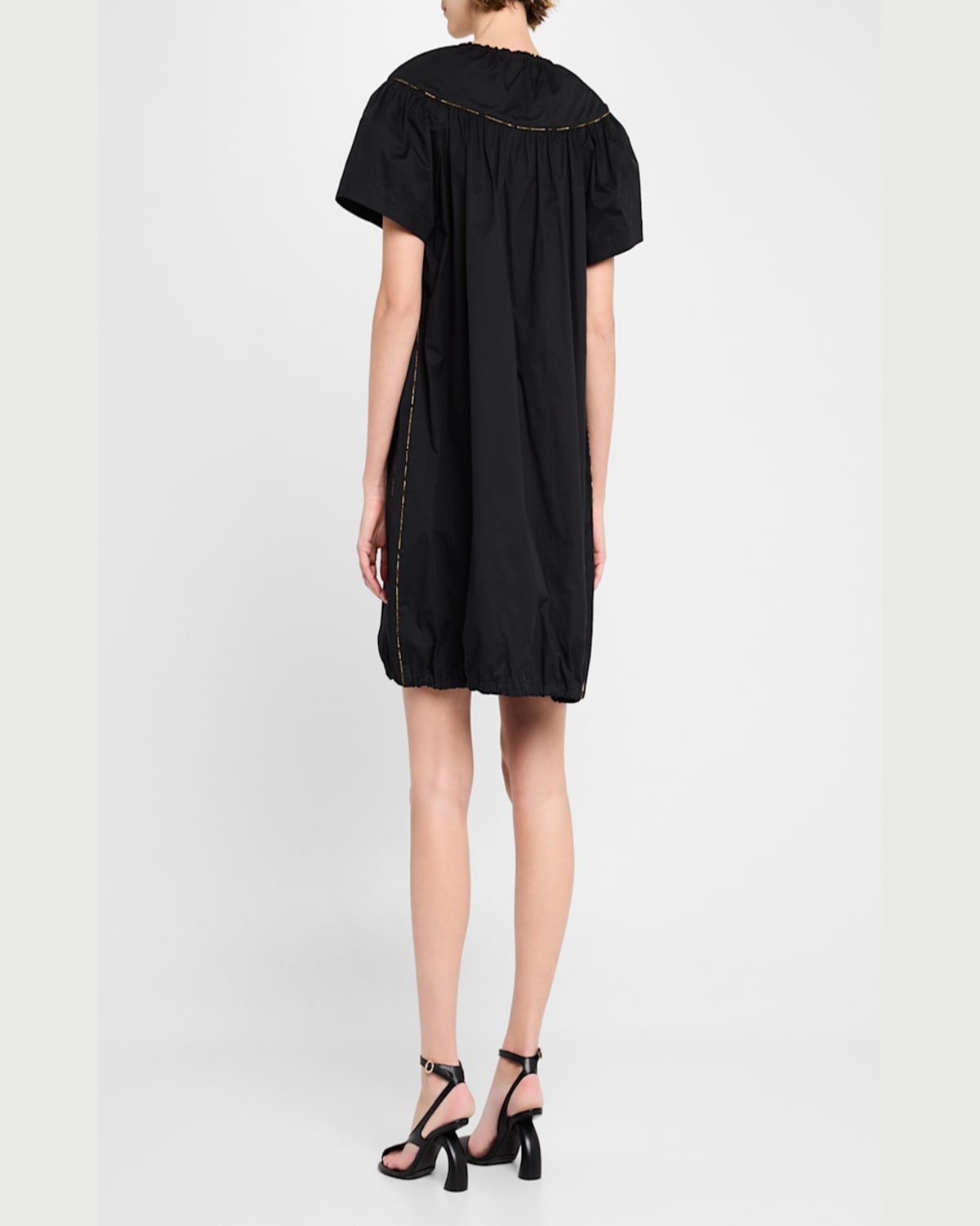Shop Dries Van Noten Dattia Short-sleeve Mini Peasant Dress In Black