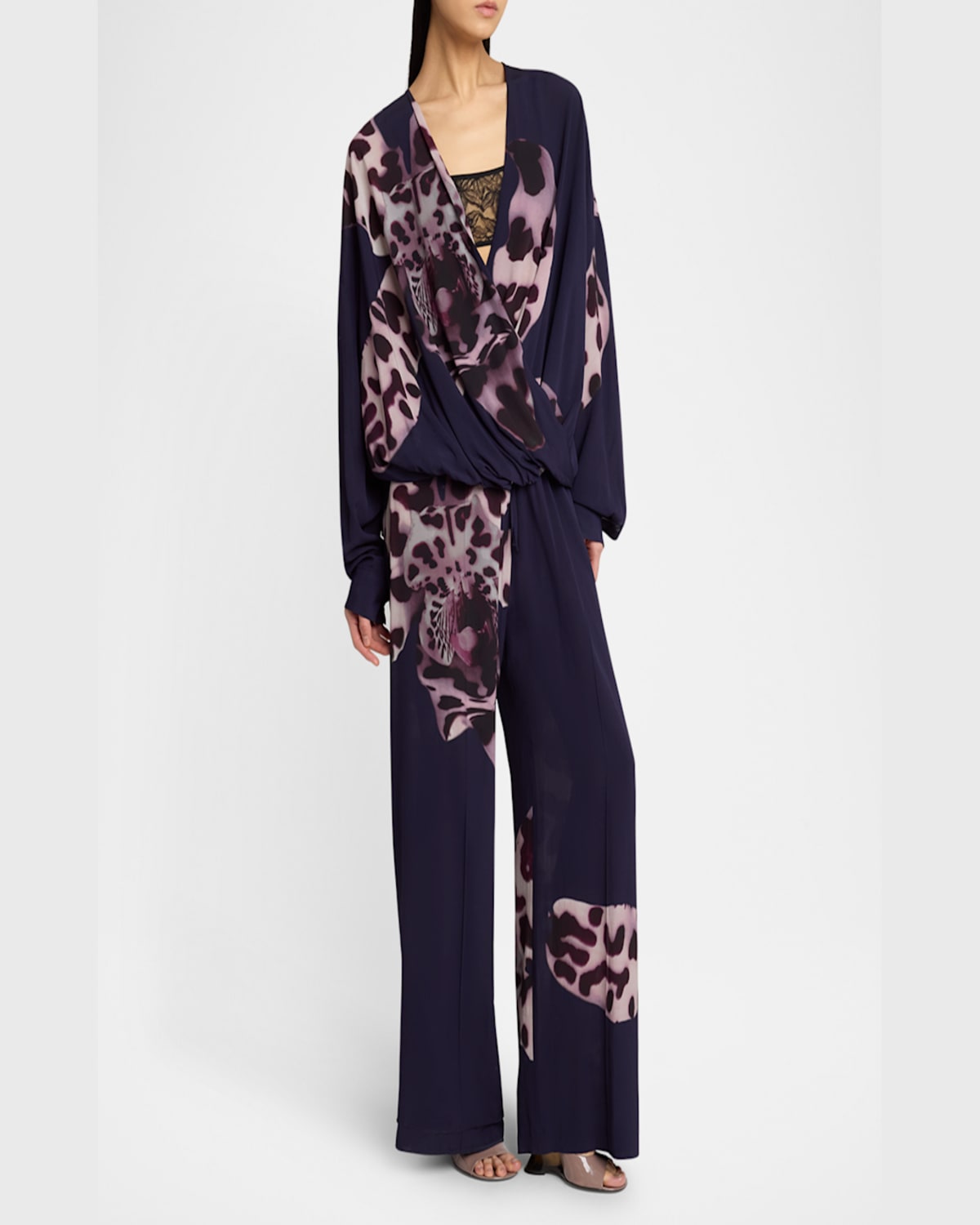 Dries Van Noten Camiel Draped Flower Print Blouse