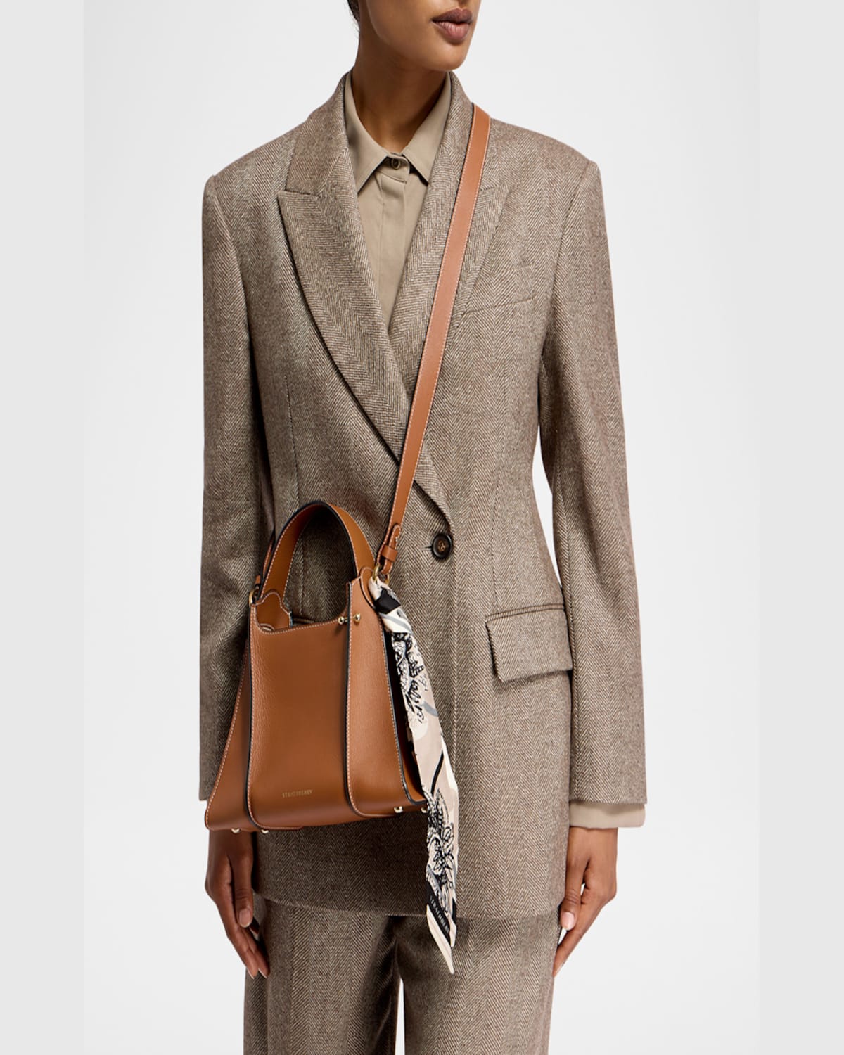Strathberry Arkshell Leather Top-handle Bag In Tan