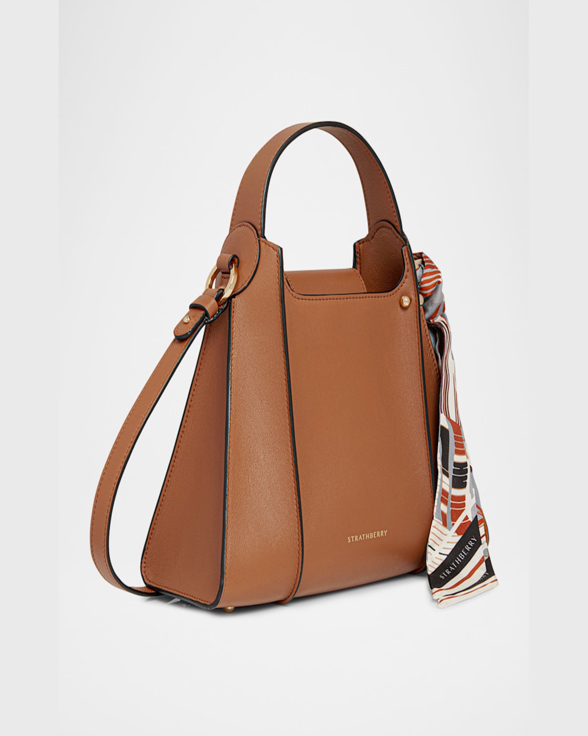 Strathberry Arkshell Leather Top-handle Bag In Tan