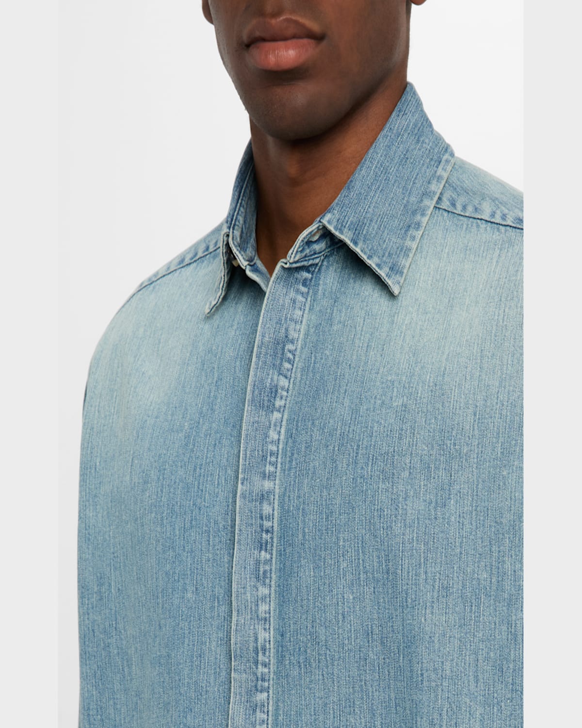 Fear Of God Blue Shirt With Classic Collar And Logo Patch On The Back In Indigo 2