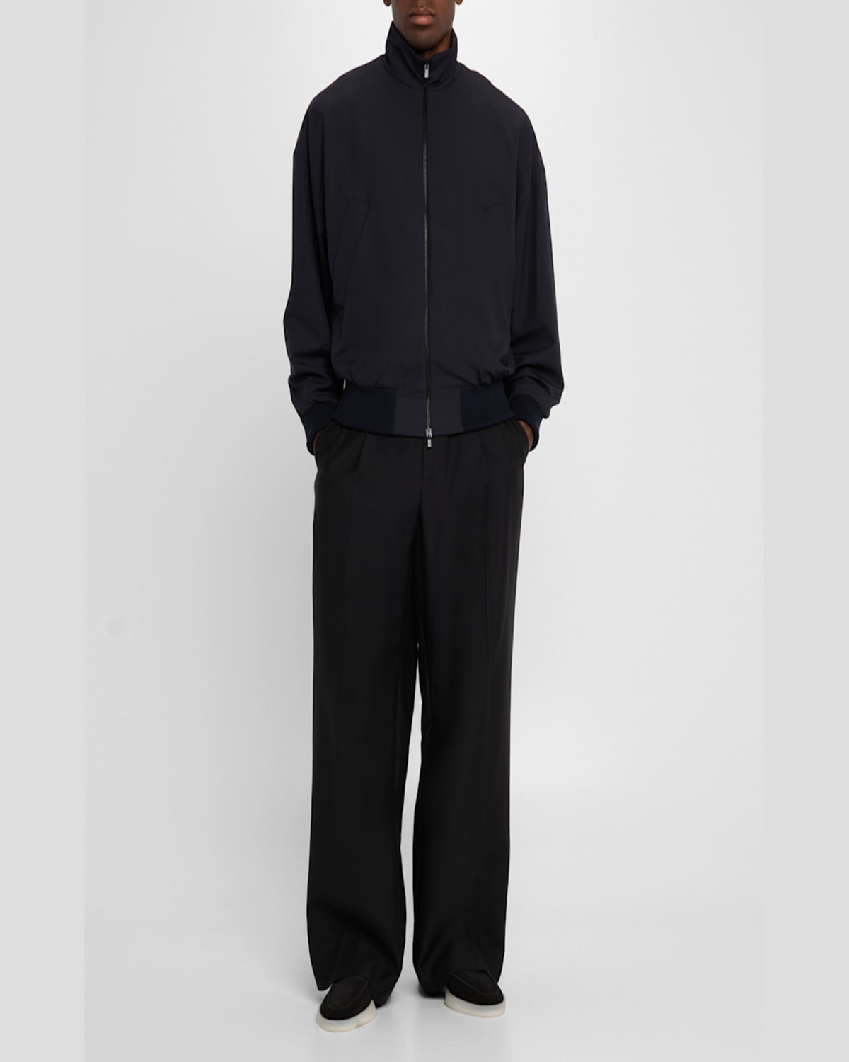 Fear Of God Oversized Cotton-blend Jersey Half-zip Sweatshirt In Navy