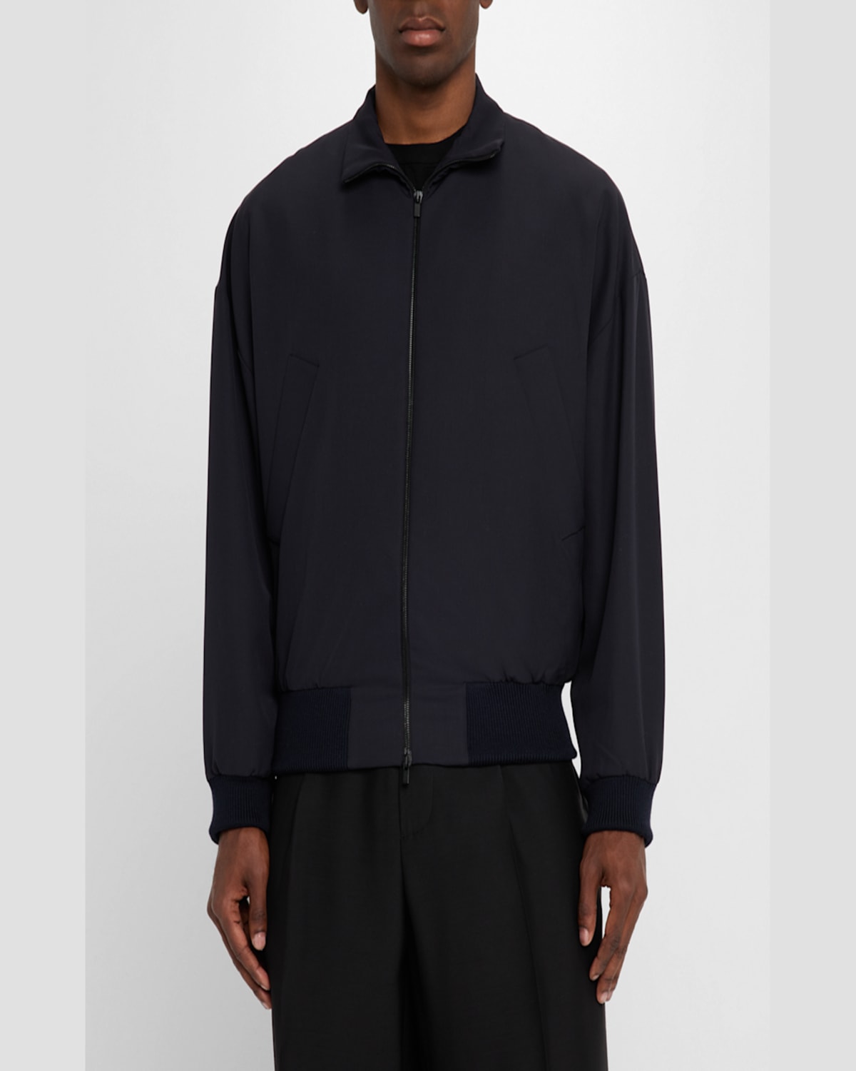 Fear Of God Oversized Cotton-blend Jersey Half-zip Sweatshirt In Navy