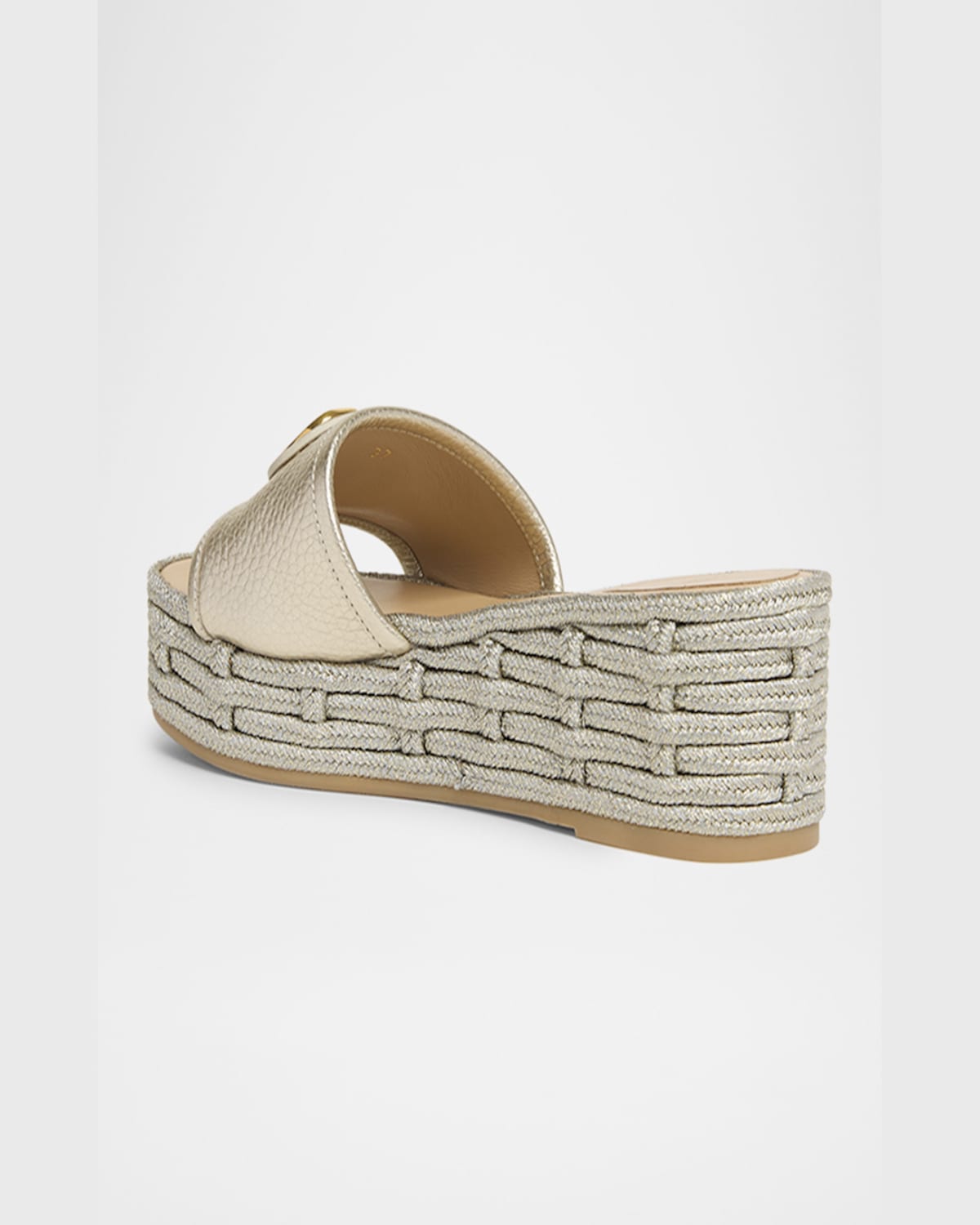 Valentino Vlogo Metallic Medallion Platform Espadrilles In Platino