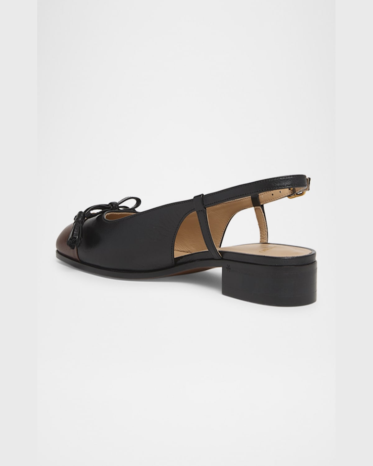 Valentino Valet Du Roi Leather Slingback Ballerina Flat In Nero Light Coffee