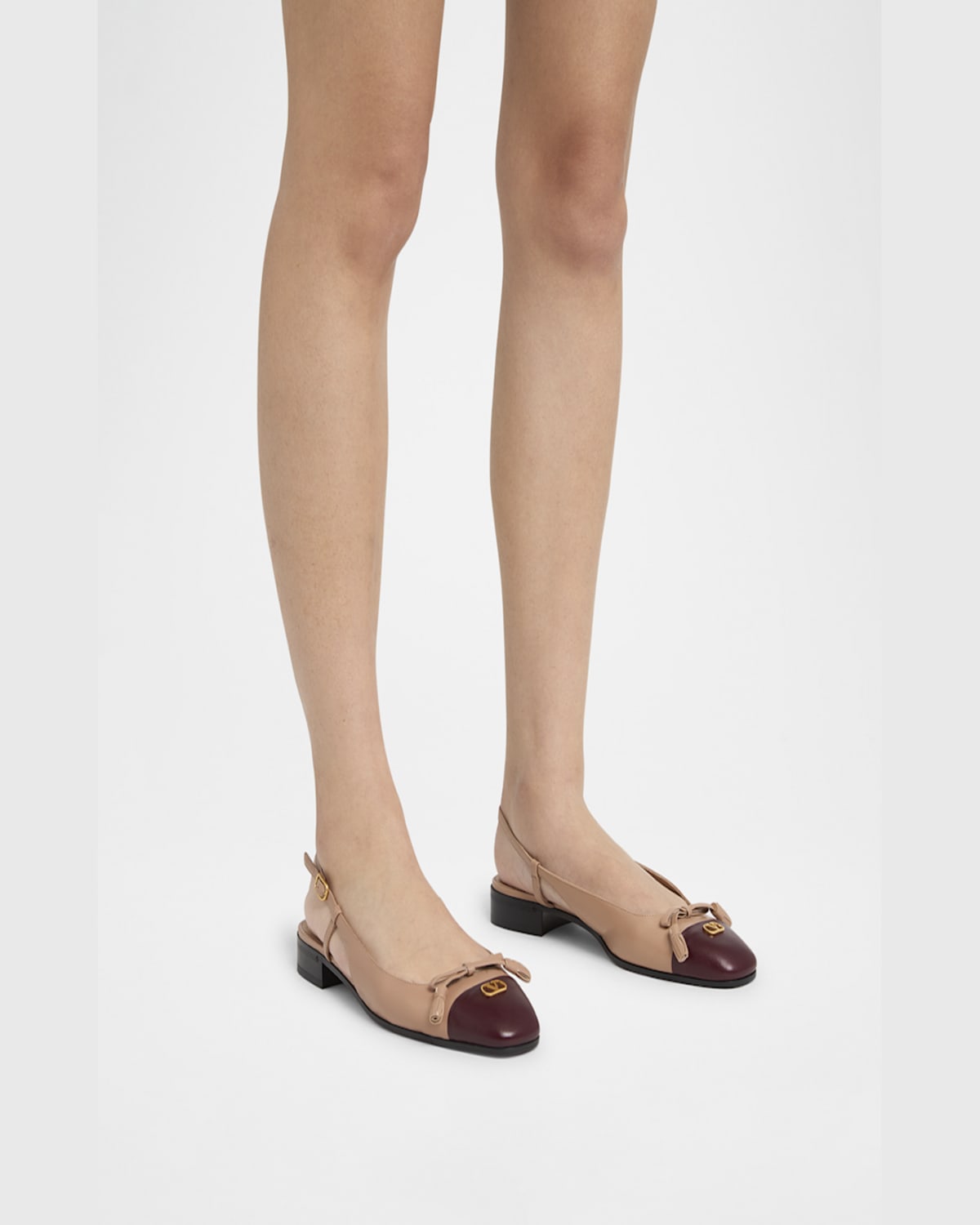 Valentino Valet Du Roi Leather Slingback Ballerina Flat In Nude