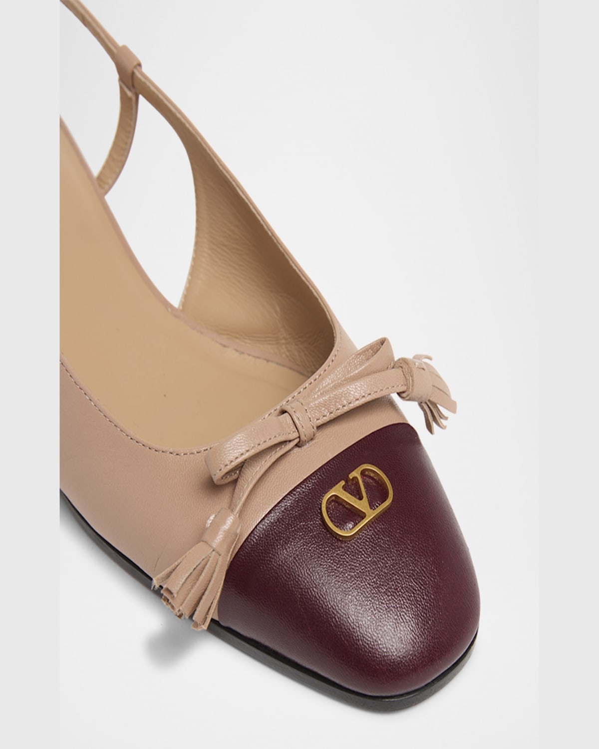 Valentino Valet Du Roi Leather Slingback Ballerina Flat In Nude
