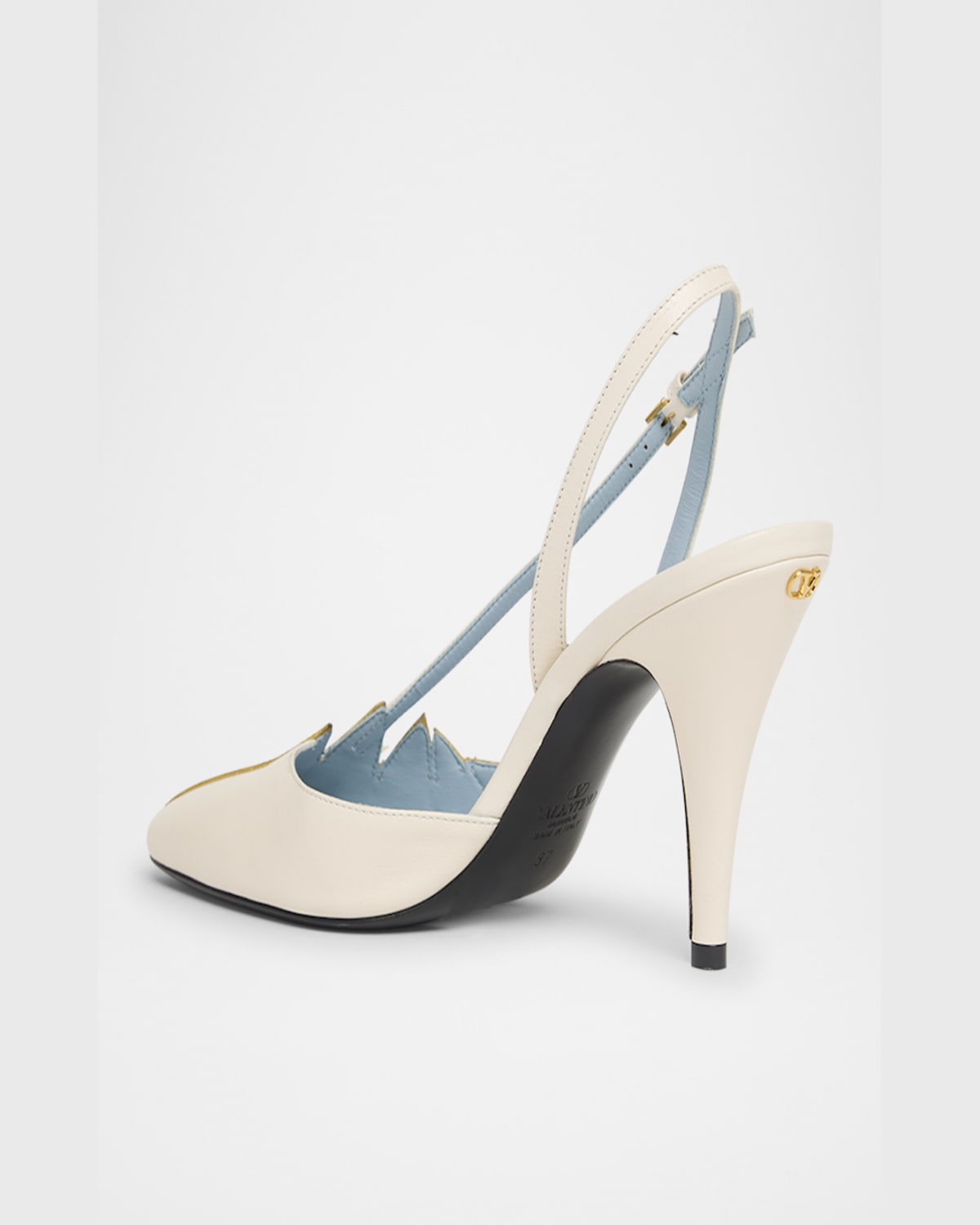 Valentino Folifoliage Sling Back Pumps In Adx Light Ivory/old Gold