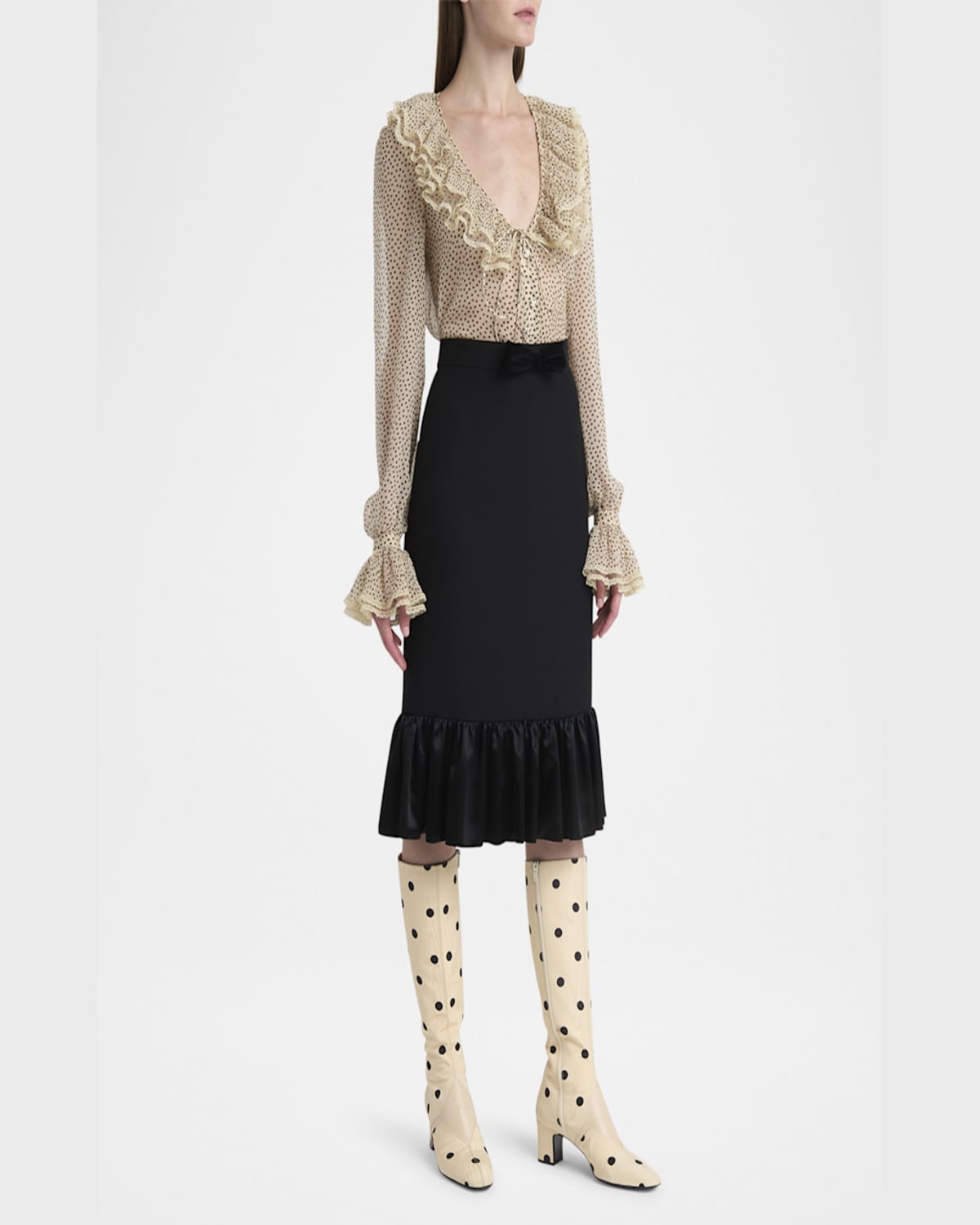 VALENTINO GARAVANI EQUIVOQUE TALL POLKA DOT BOOTS 