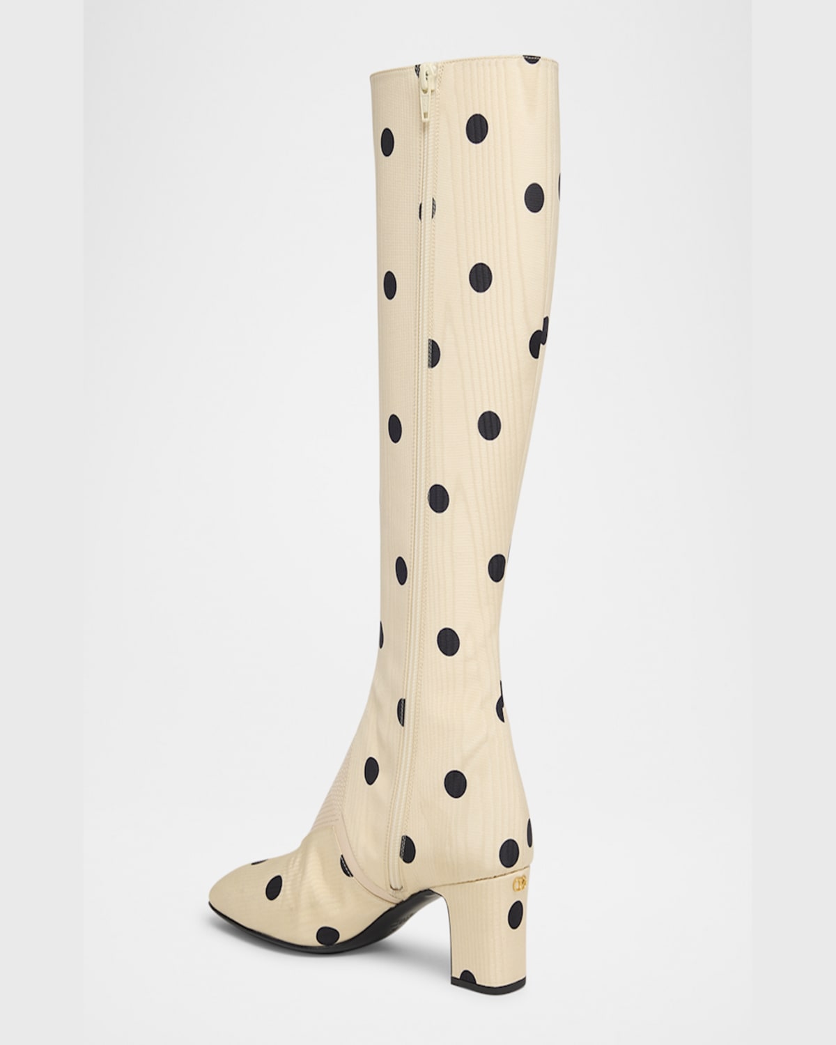Shop Valentino Equivoque Tall Polka Dot Boots In Burro-nero/crema