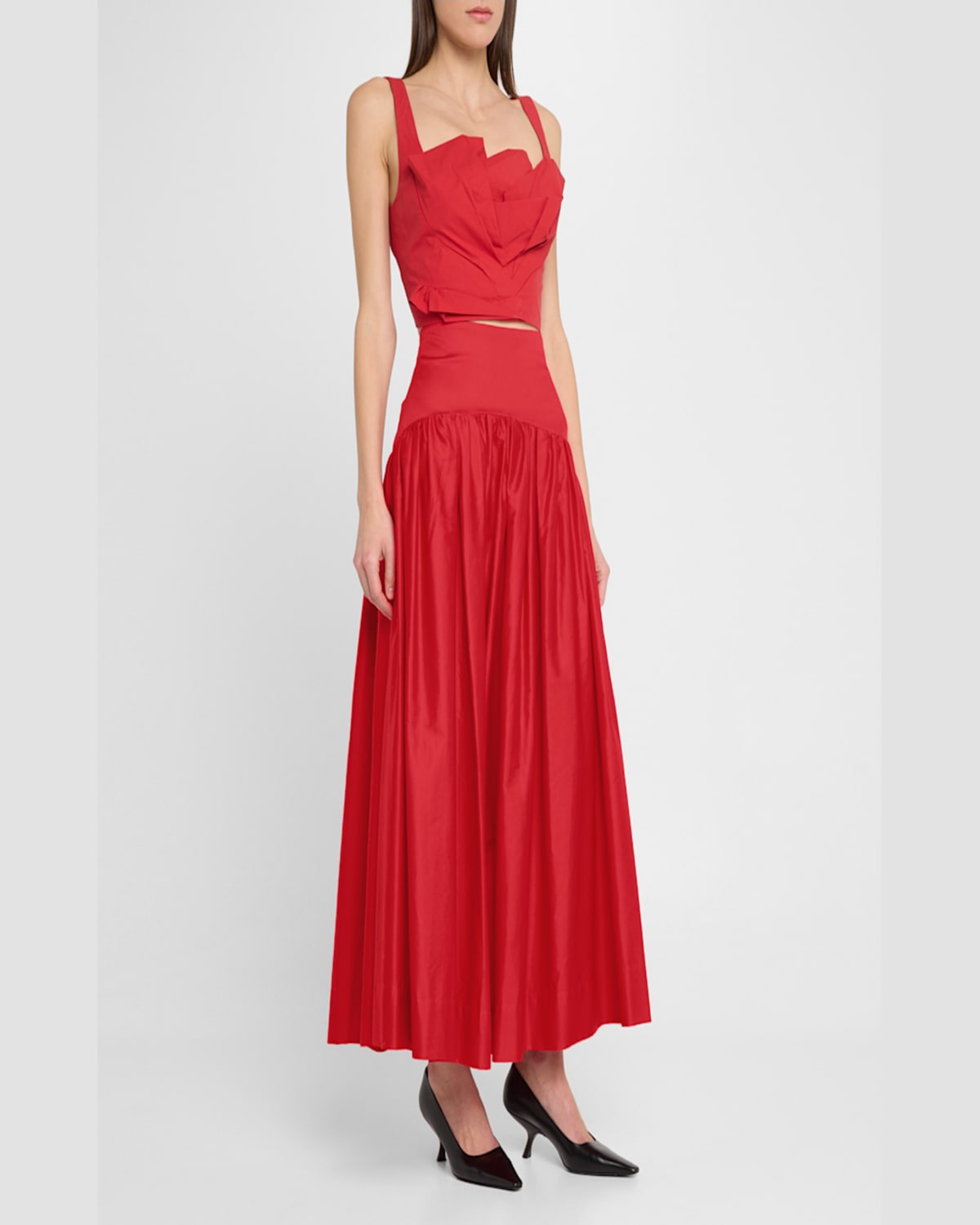LELA ROSE DRAPED TULIP CROP TANK TOP 