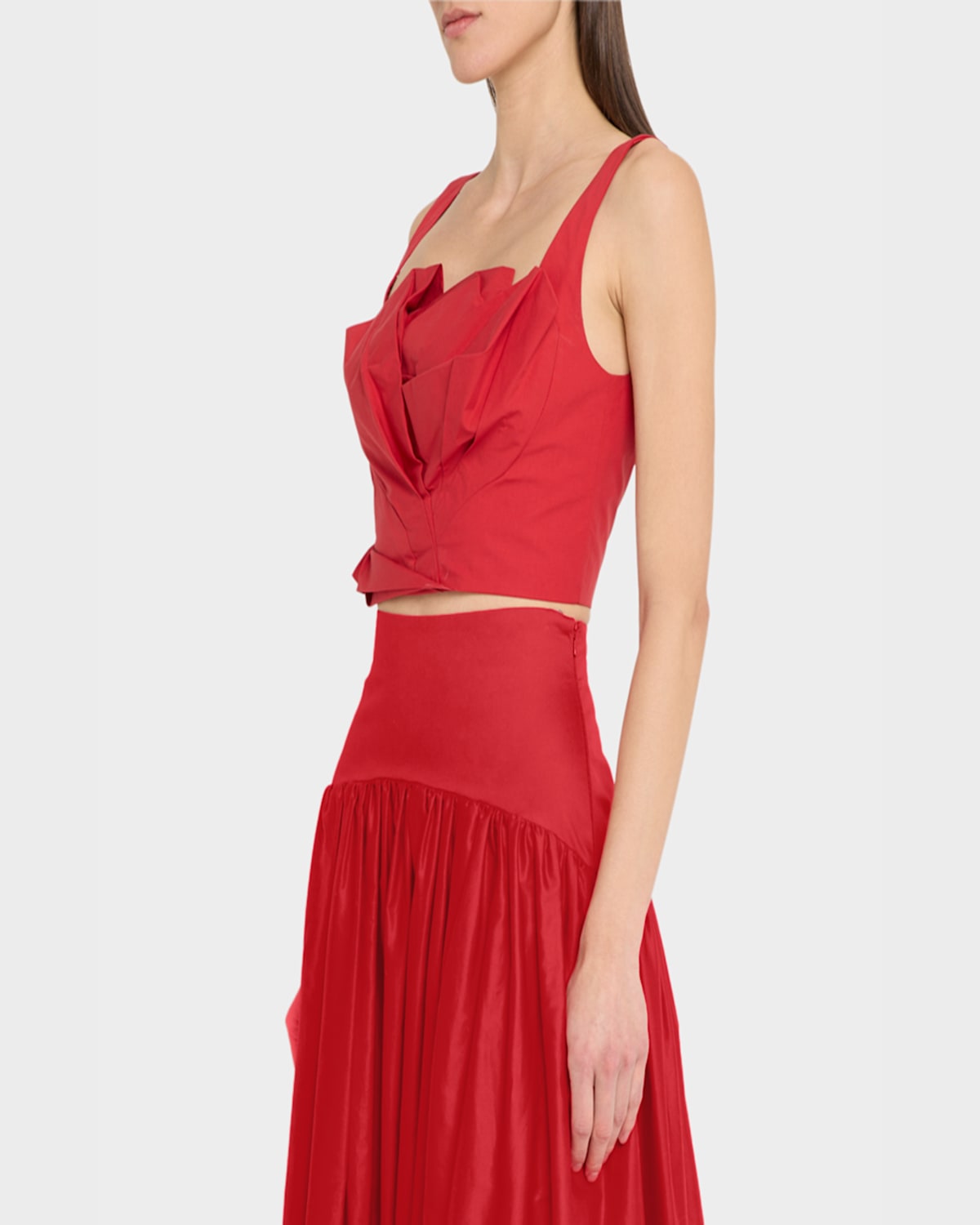 LELA ROSE DRAPED TULIP CROP TANK TOP 